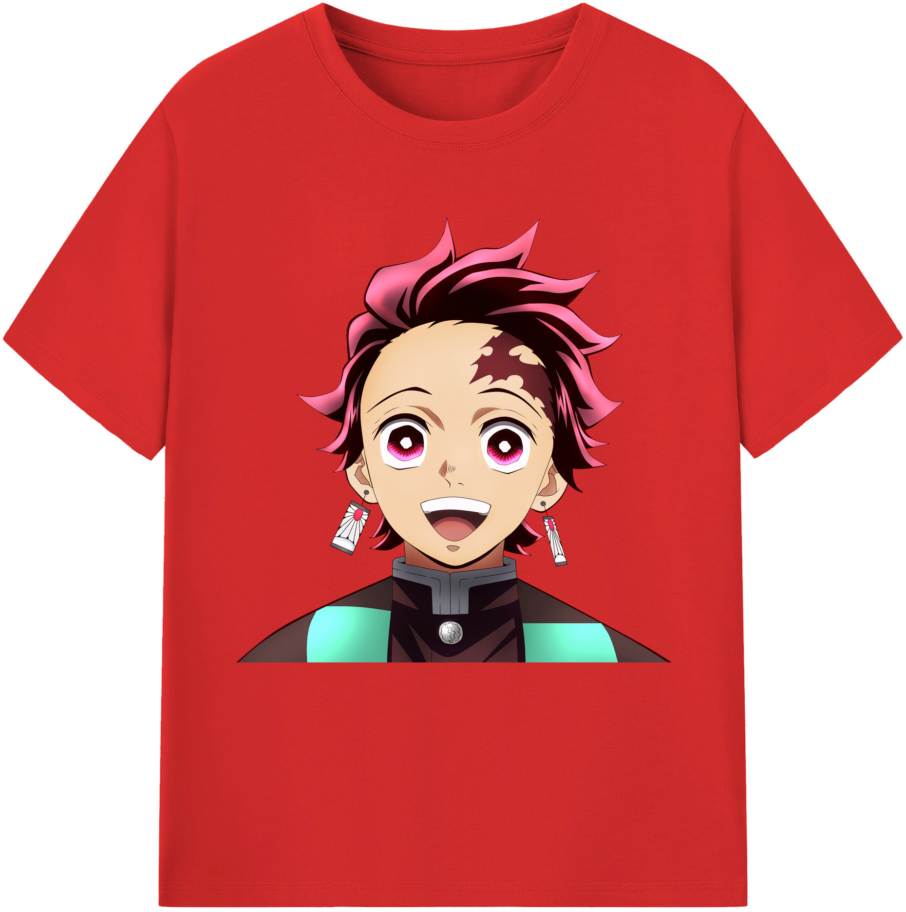 （画像用） 鬼滅の刃 竈門 炭治郎／かまど たんじろう Kamado Tanjirou 綿100％半袖Tシャツ（フロントプリント）