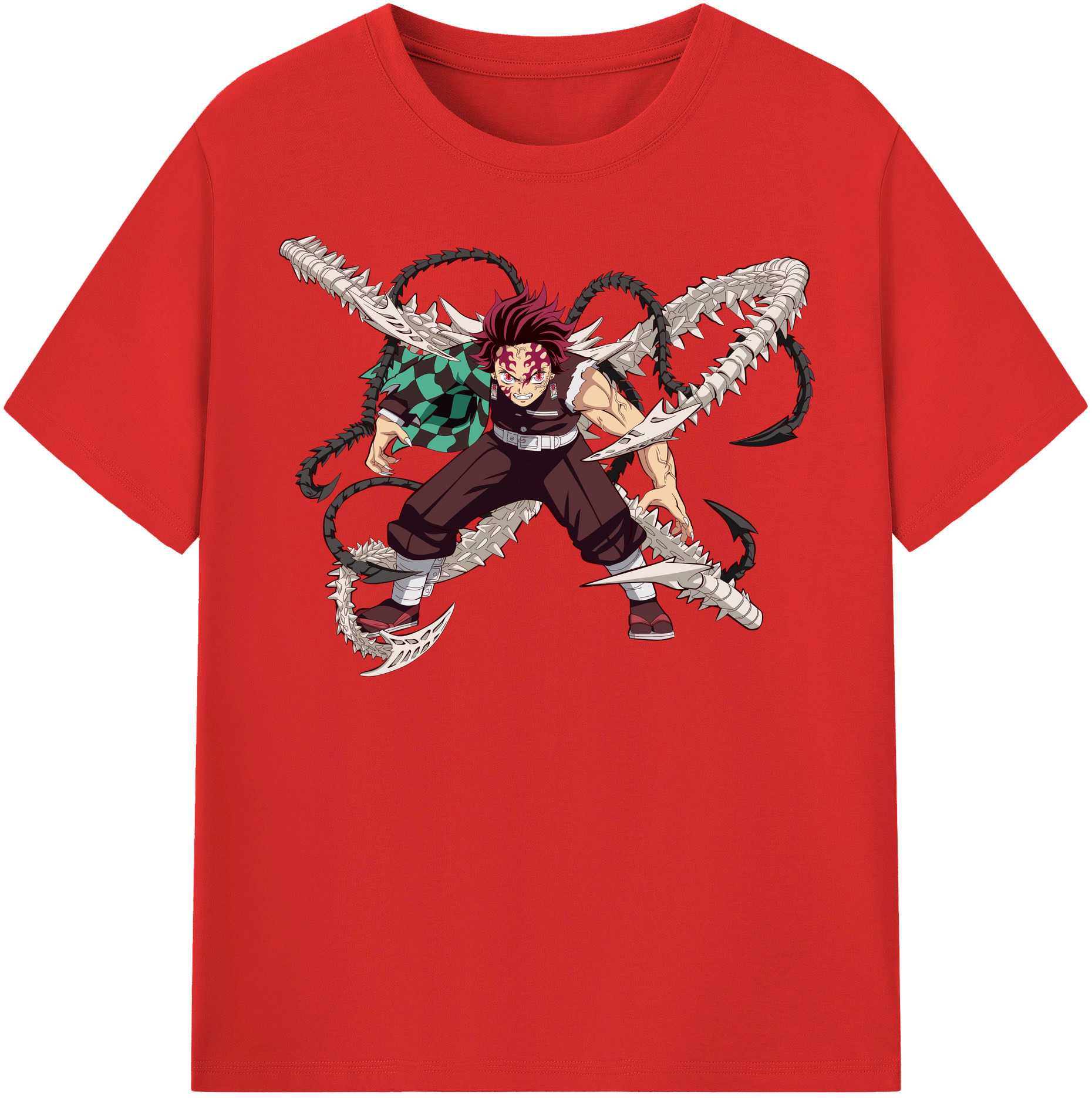 （画像用） 鬼滅の刃 竈門 炭治郎／かまど たんじろう Kamado Tanjirou 綿100％半袖Tシャツ（フロントプリント）