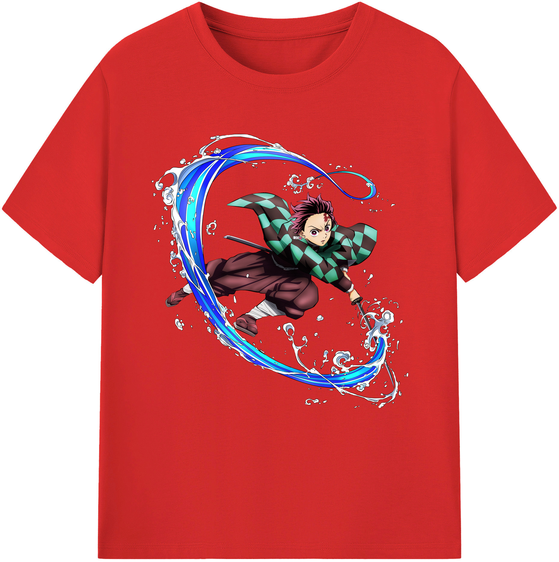 （画像用） 鬼滅の刃 竈門 炭治郎／かまど たんじろう Kamado Tanjirou 綿100％半袖Tシャツ（フロントプリント）