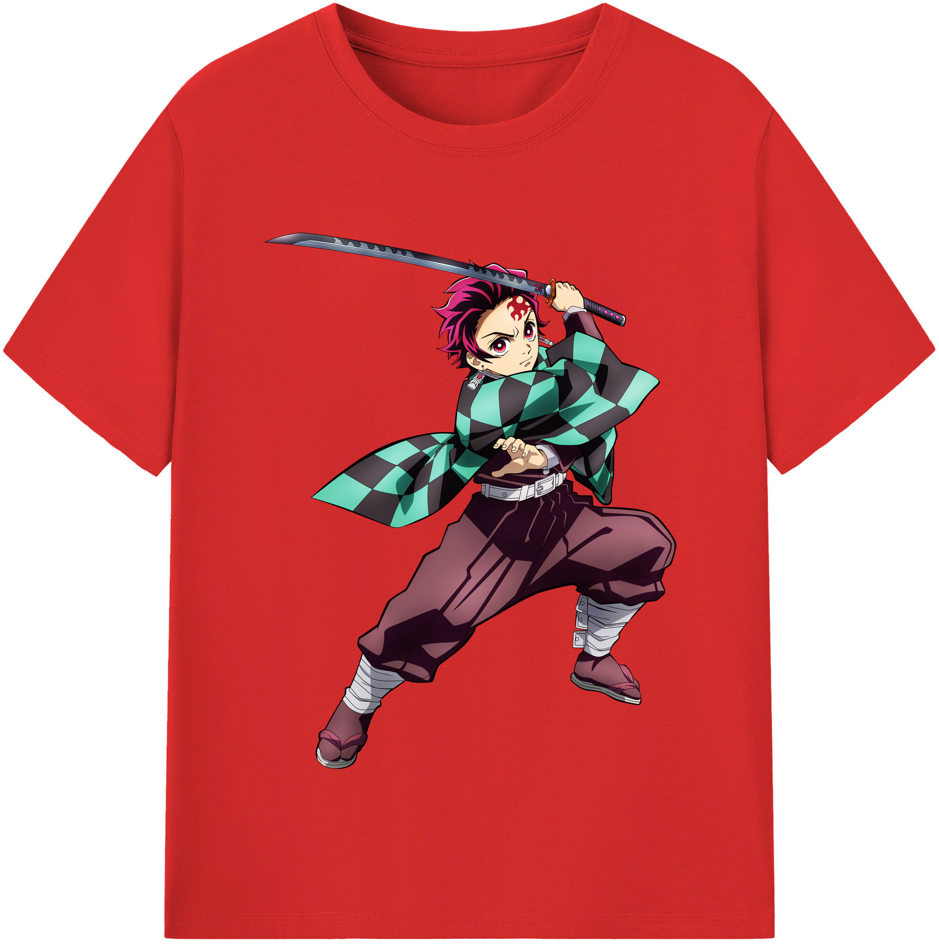 （画像用） 鬼滅の刃 竈門 炭治郎／かまど たんじろう Kamado Tanjirou 綿100％半袖Tシャツ（フロントプリント）
