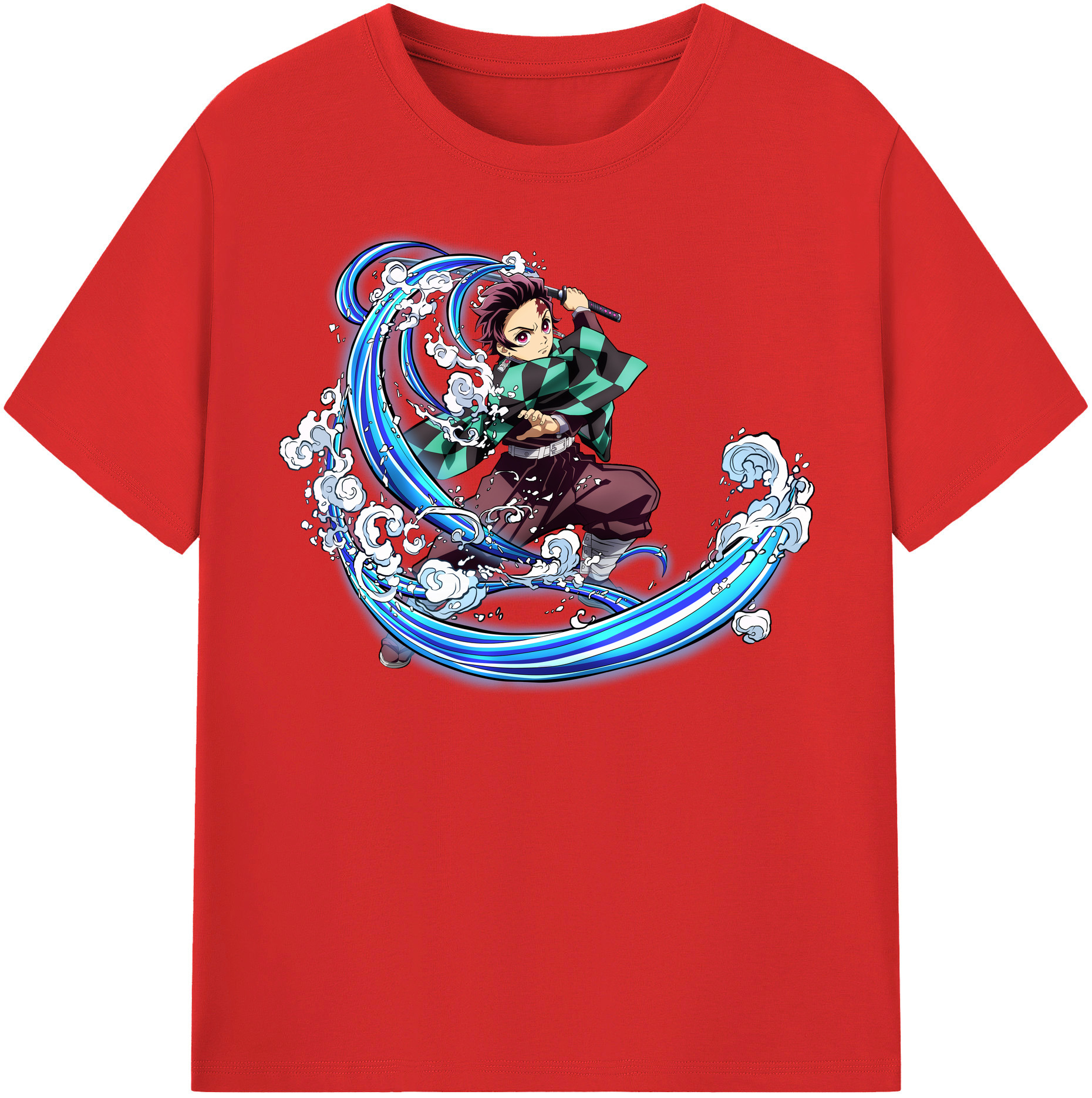（画像用） 鬼滅の刃 竈門 炭治郎／かまど たんじろう Kamado Tanjirou 綿100％半袖Tシャツ（フロントプリント）