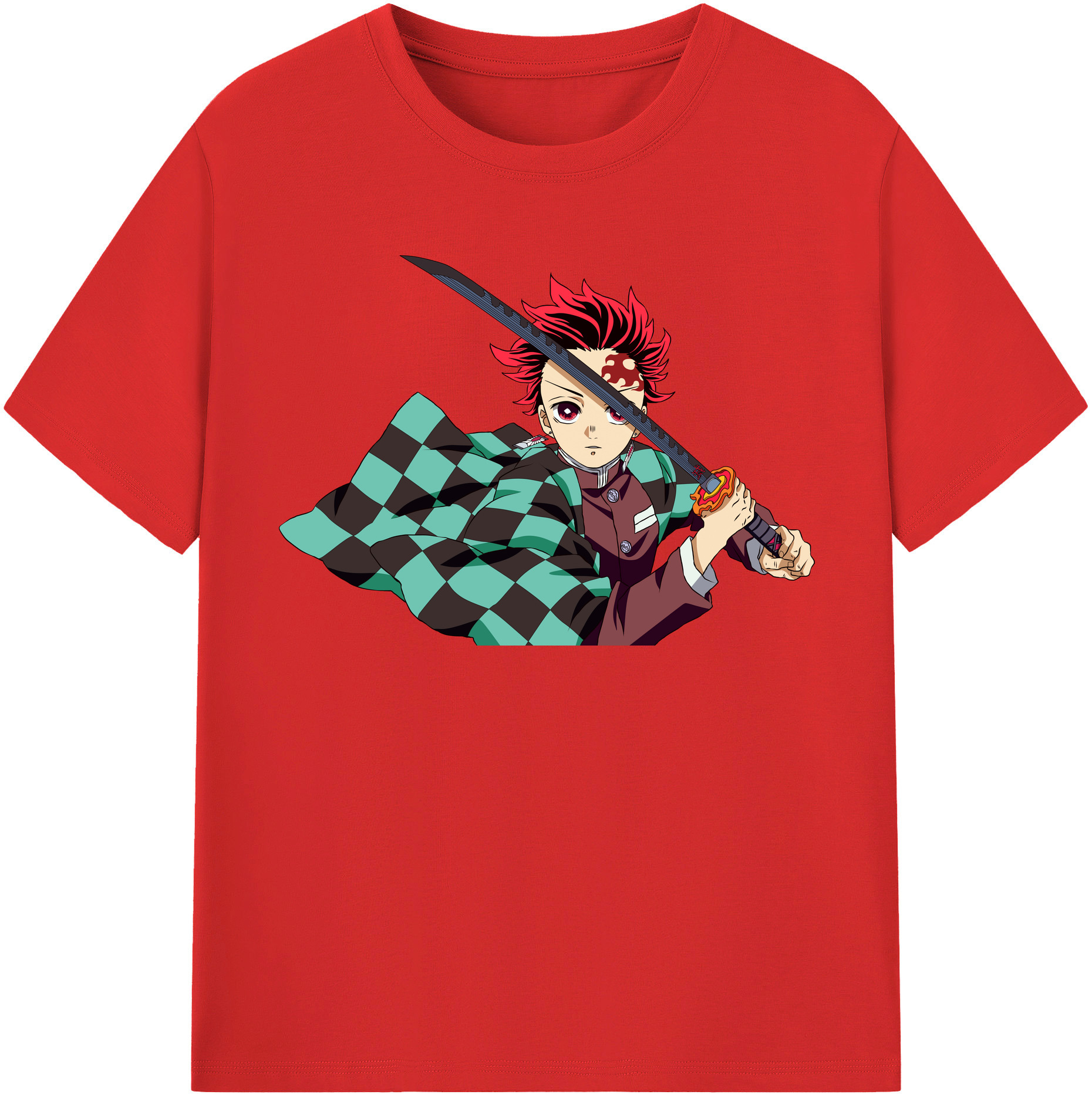 （画像用） 鬼滅の刃 竈門 炭治郎／かまど たんじろう Kamado Tanjirou 綿100％半袖Tシャツ（フロントプリント）