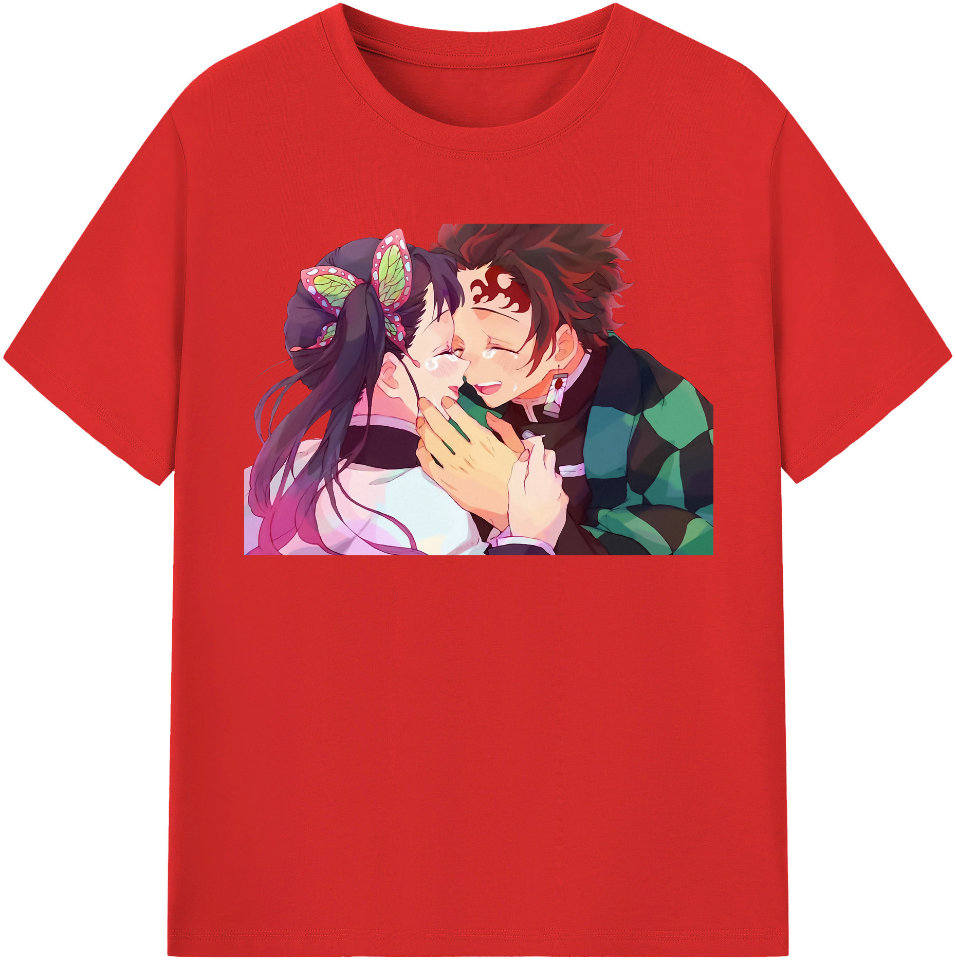 （画像用） 鬼滅の刃 竈門 炭治郎／かまど たんじろう Kamado Tanjirou 綿100％半袖Tシャツ（フロントプリント）
