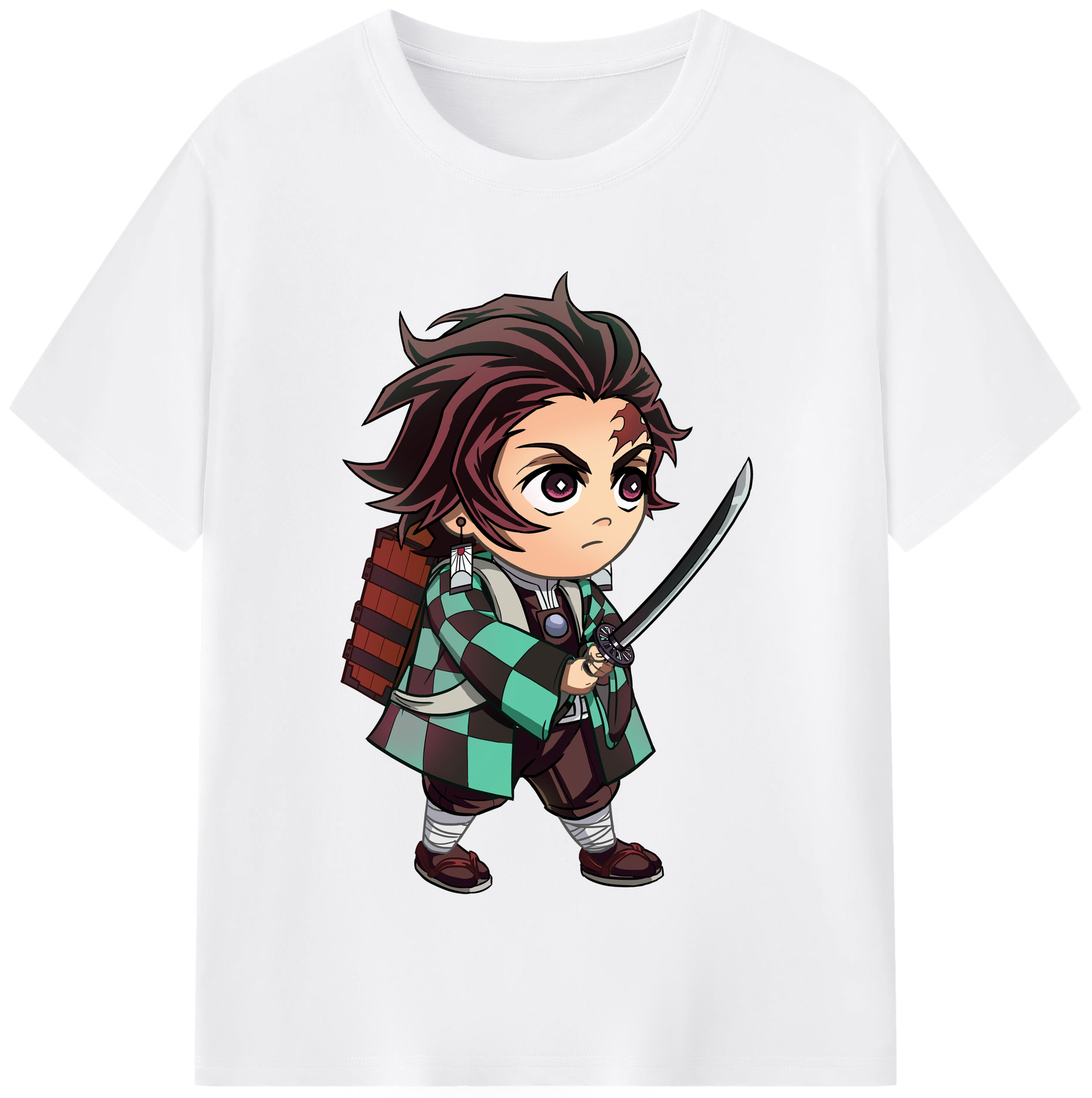 （画像用） 鬼滅の刃 竈門 炭治郎／かまど たんじろう Kamado Tanjirou 綿100％半袖Tシャツ（フロントプリント）