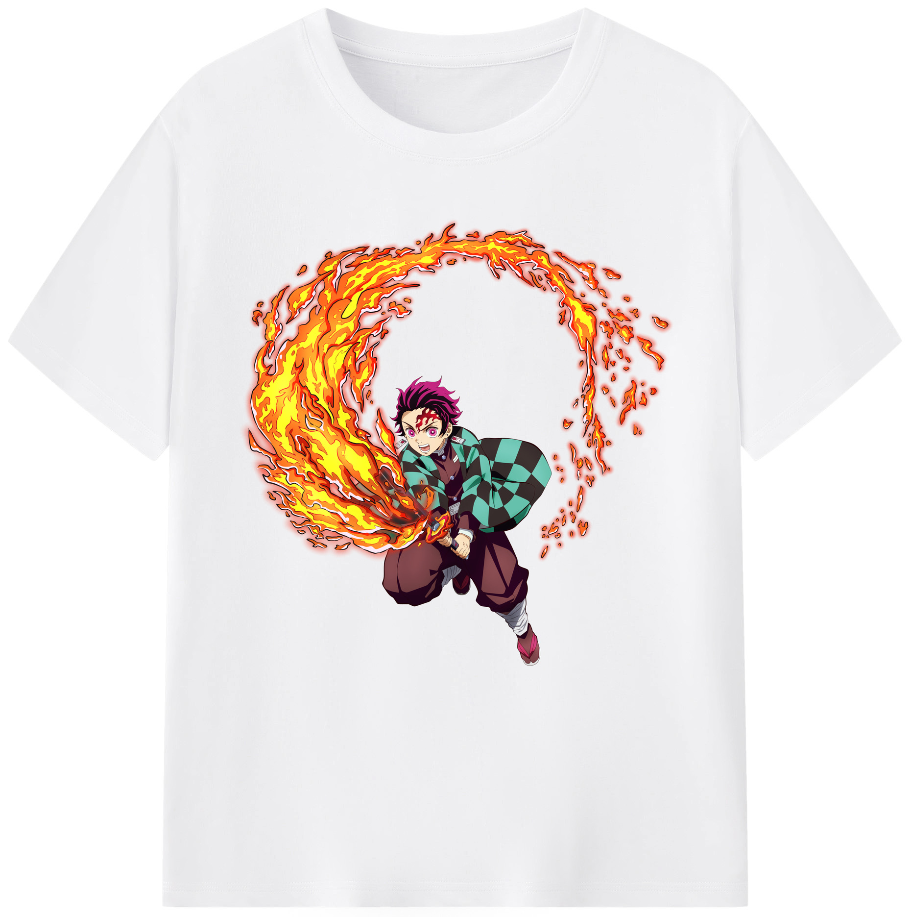 （画像用） 鬼滅の刃 竈門 炭治郎／かまど たんじろう Kamado Tanjirou 綿100％半袖Tシャツ（フロントプリント）