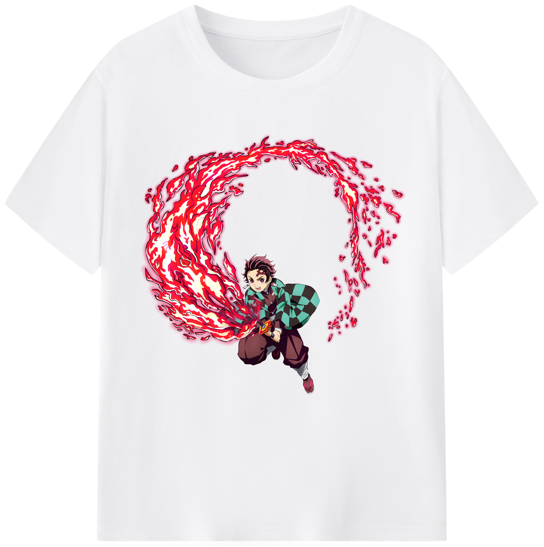 （画像用） 鬼滅の刃 竈門 炭治郎／かまど たんじろう Kamado Tanjirou 綿100％半袖Tシャツ（フロントプリント）