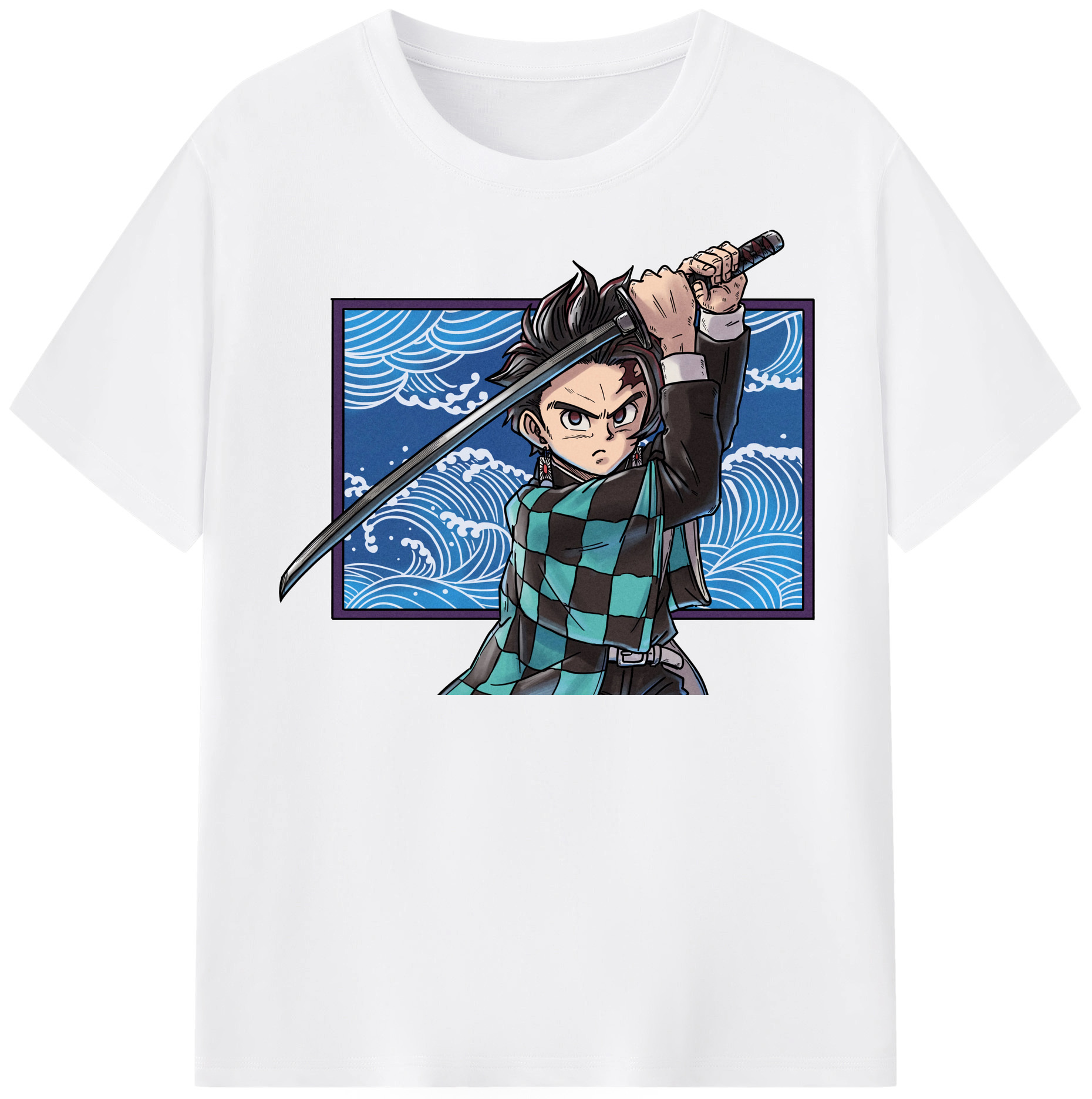 （画像用） 鬼滅の刃 竈門 炭治郎／かまど たんじろう Kamado Tanjirou 綿100％半袖Tシャツ（フロントプリント）