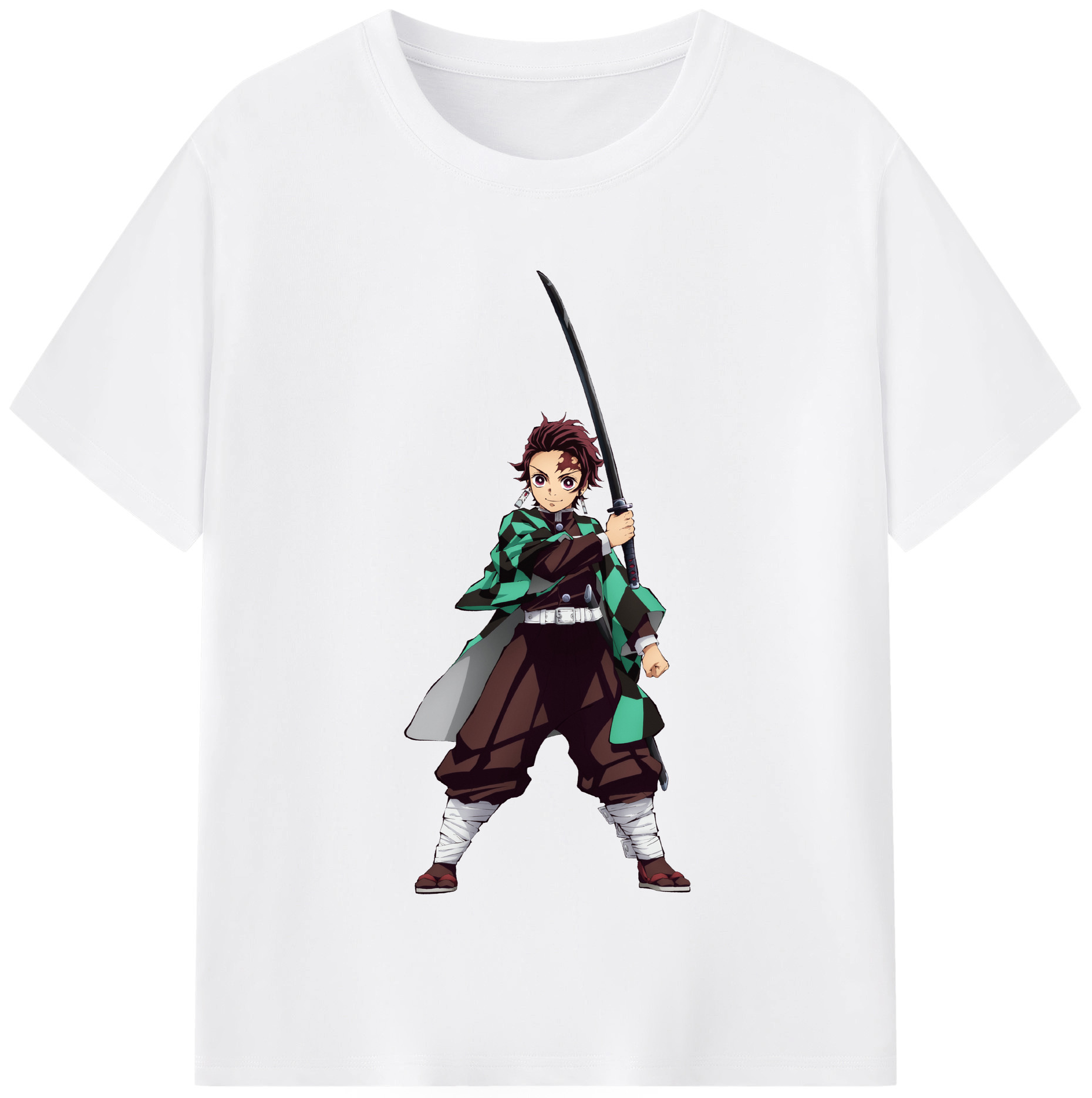 （画像用） 鬼滅の刃 竈門 炭治郎／かまど たんじろう Kamado Tanjirou 綿100％半袖Tシャツ（フロントプリント）