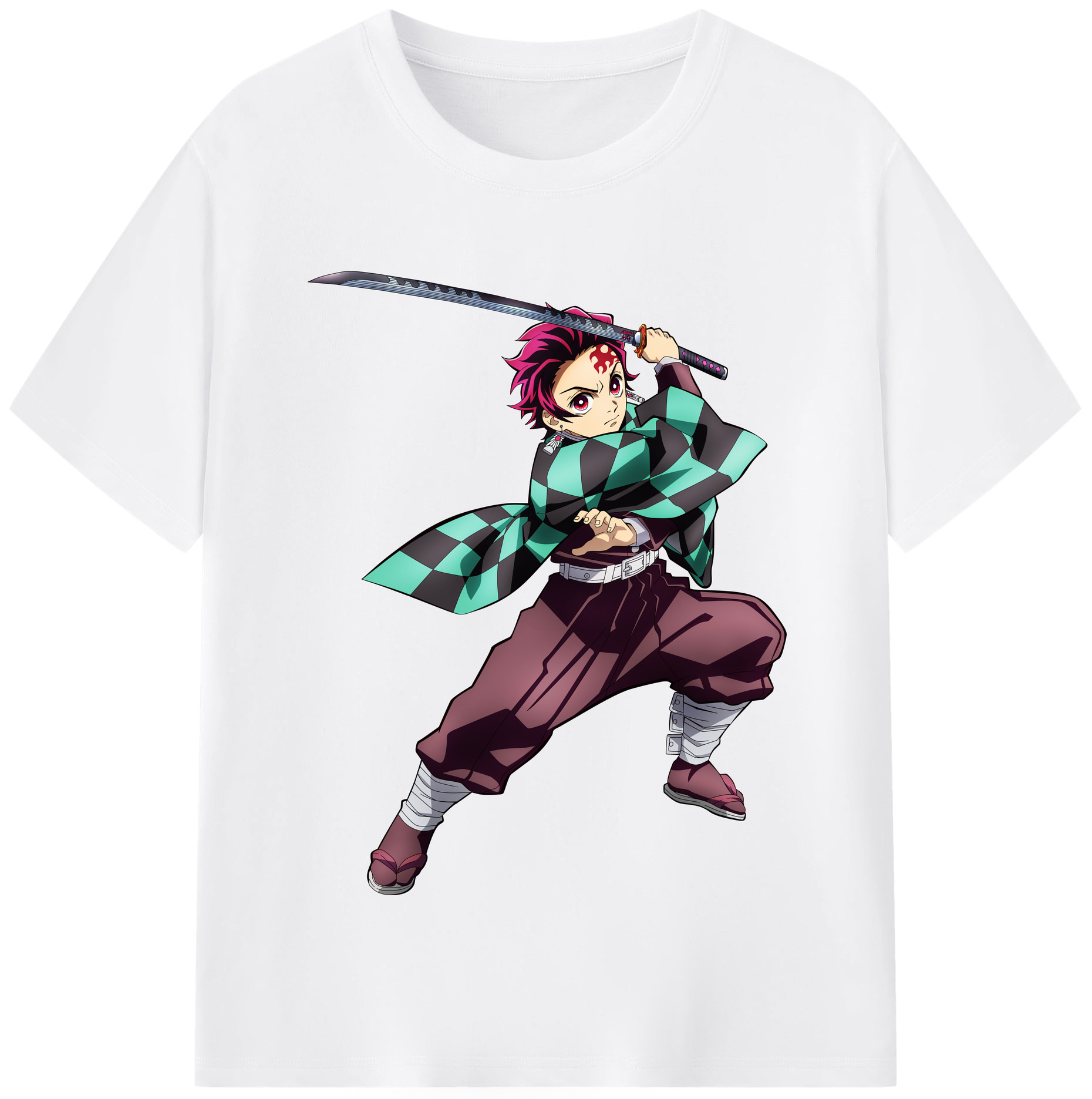 （画像用） 鬼滅の刃 竈門 炭治郎／かまど たんじろう Kamado Tanjirou 綿100％半袖Tシャツ（フロントプリント）