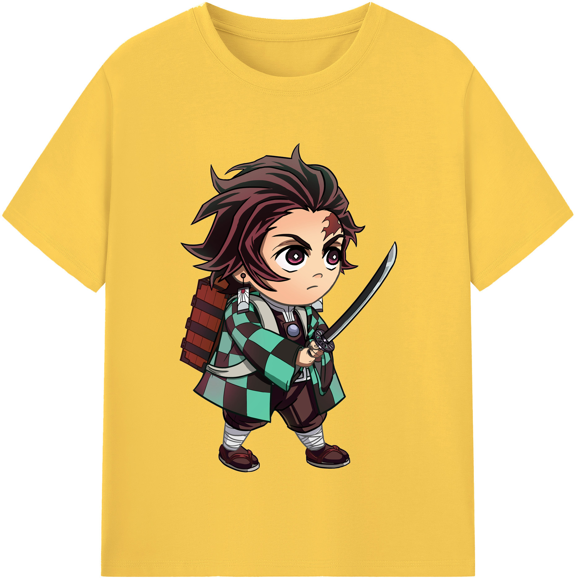 （画像用） 鬼滅の刃 竈門 炭治郎／かまど たんじろう Kamado Tanjirou 綿100％半袖Tシャツ（フロントプリント）