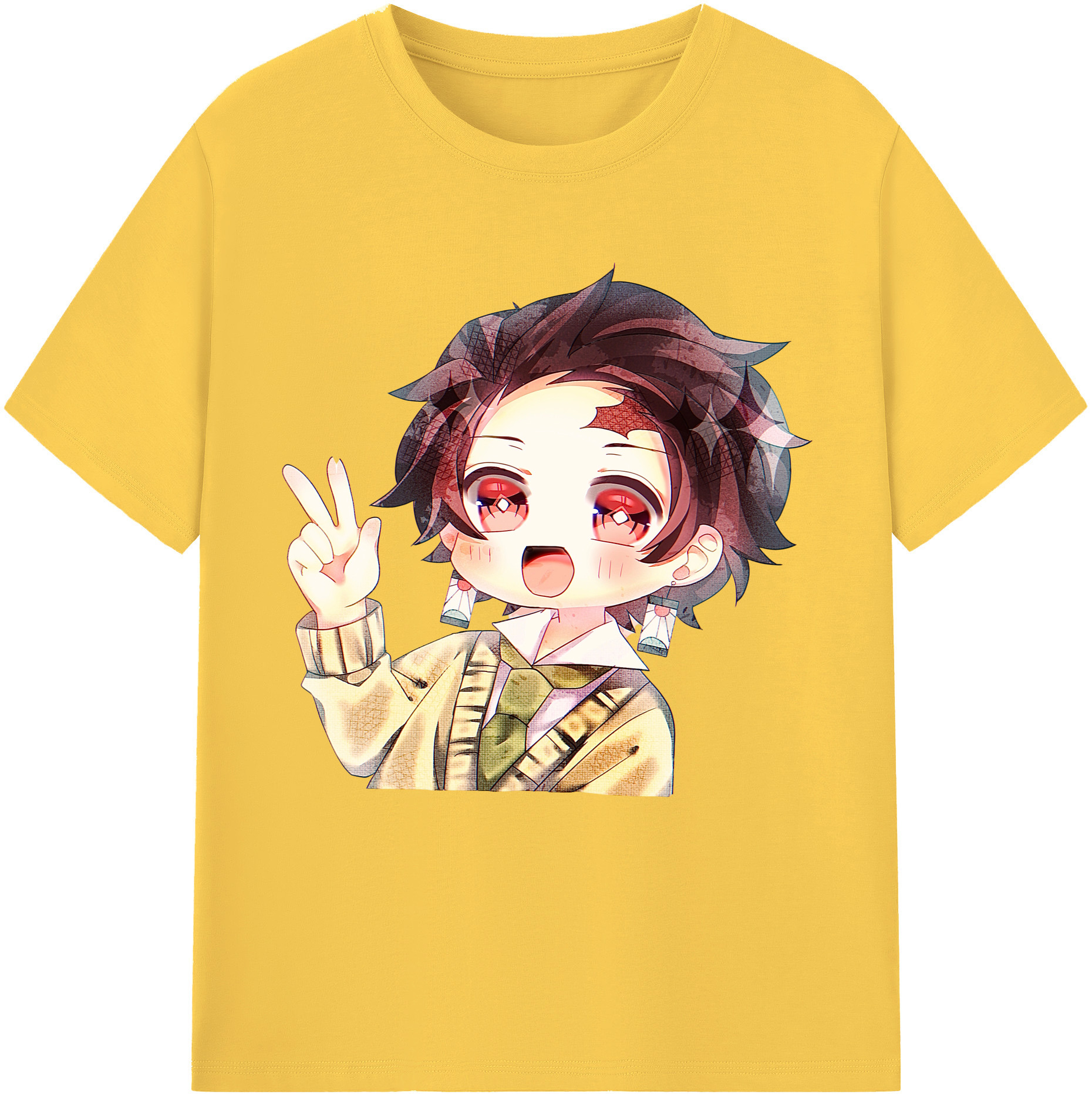 （画像用） 鬼滅の刃 竈門 炭治郎／かまど たんじろう Kamado Tanjirou 綿100％半袖Tシャツ（フロントプリント）