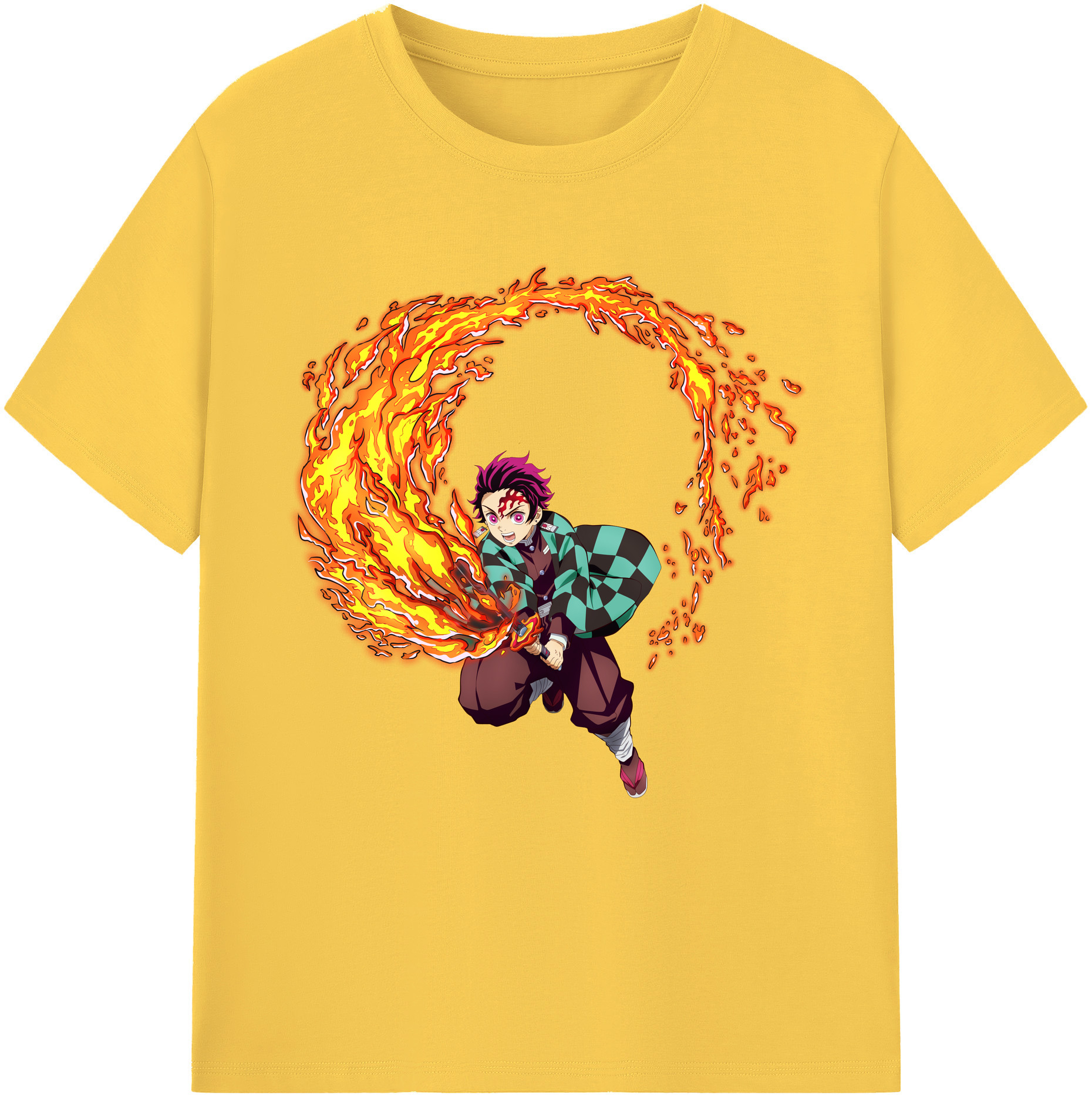 （画像用） 鬼滅の刃 竈門 炭治郎／かまど たんじろう Kamado Tanjirou 綿100％半袖Tシャツ（フロントプリント）