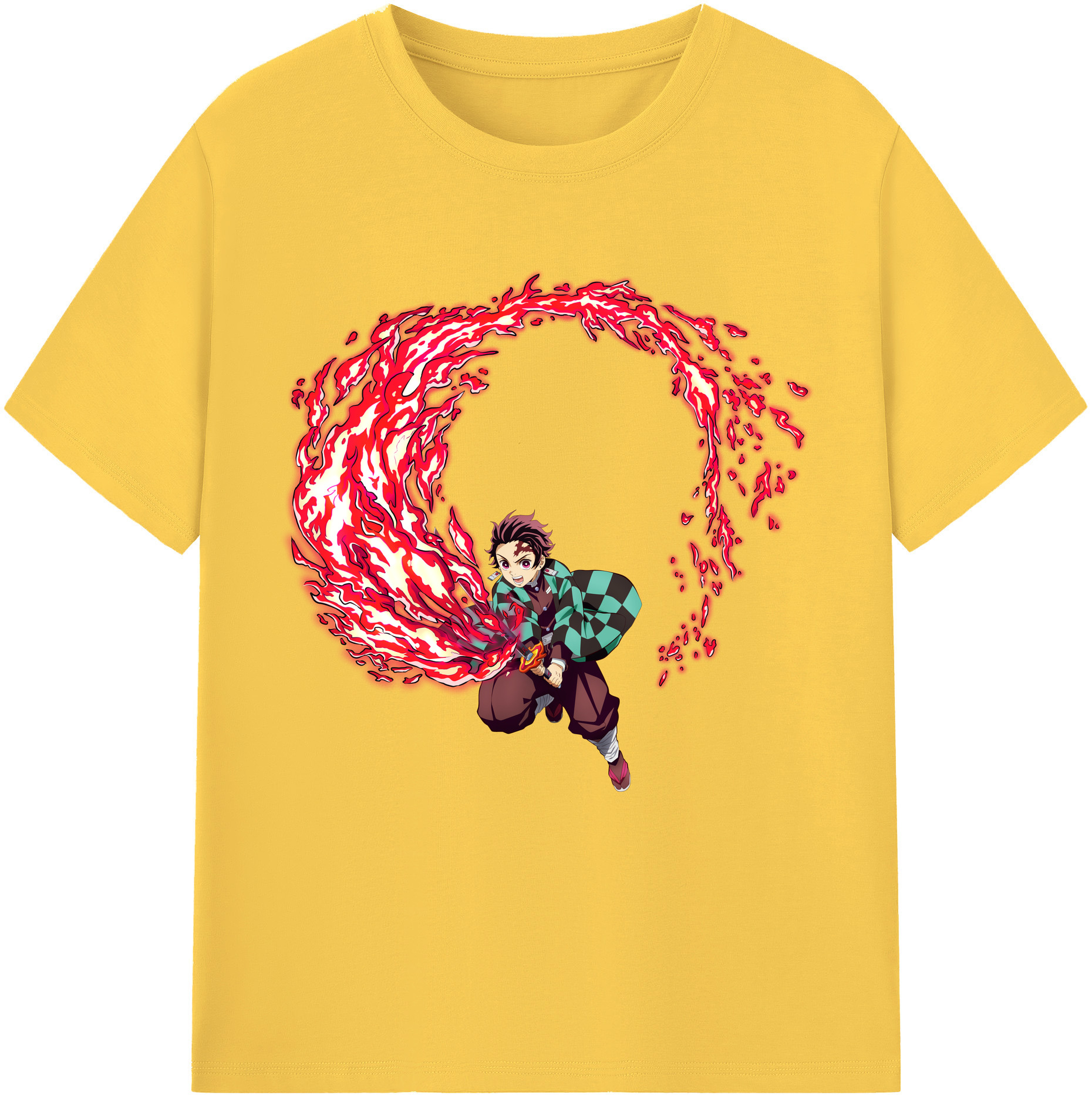 （画像用） 鬼滅の刃 竈門 炭治郎／かまど たんじろう Kamado Tanjirou 綿100％半袖Tシャツ（フロントプリント）