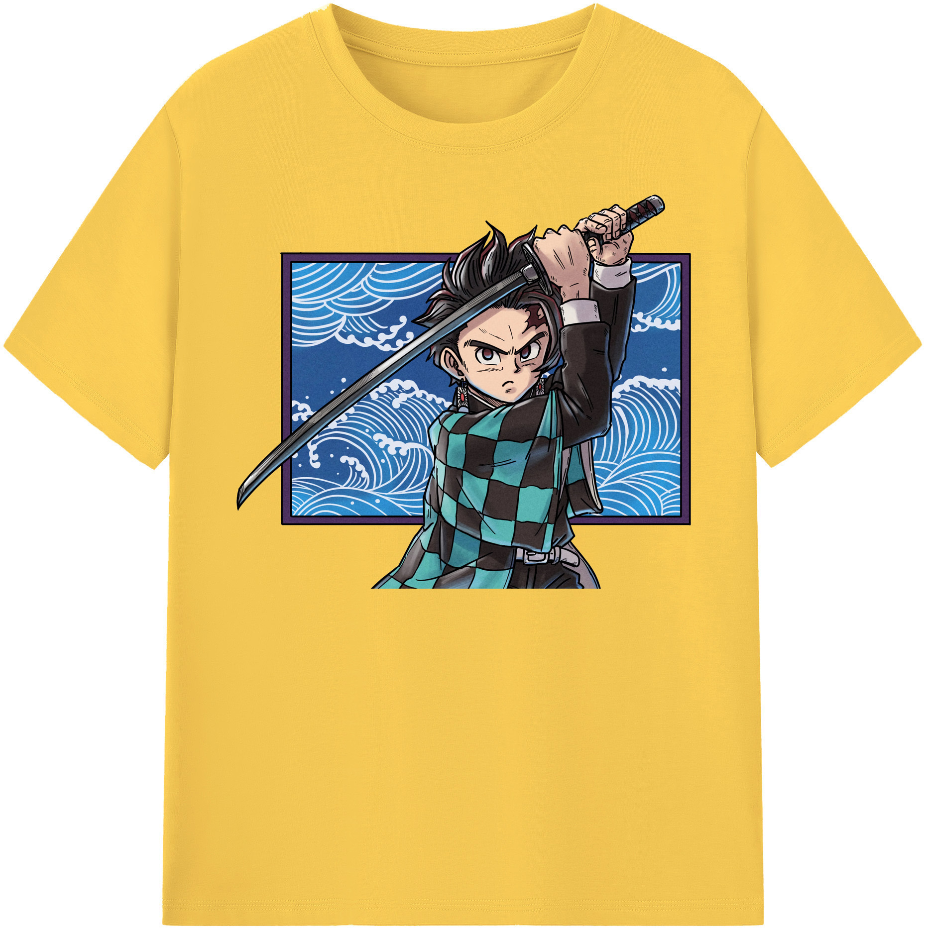 （画像用） 鬼滅の刃 竈門 炭治郎／かまど たんじろう Kamado Tanjirou 綿100％半袖Tシャツ（フロントプリント）