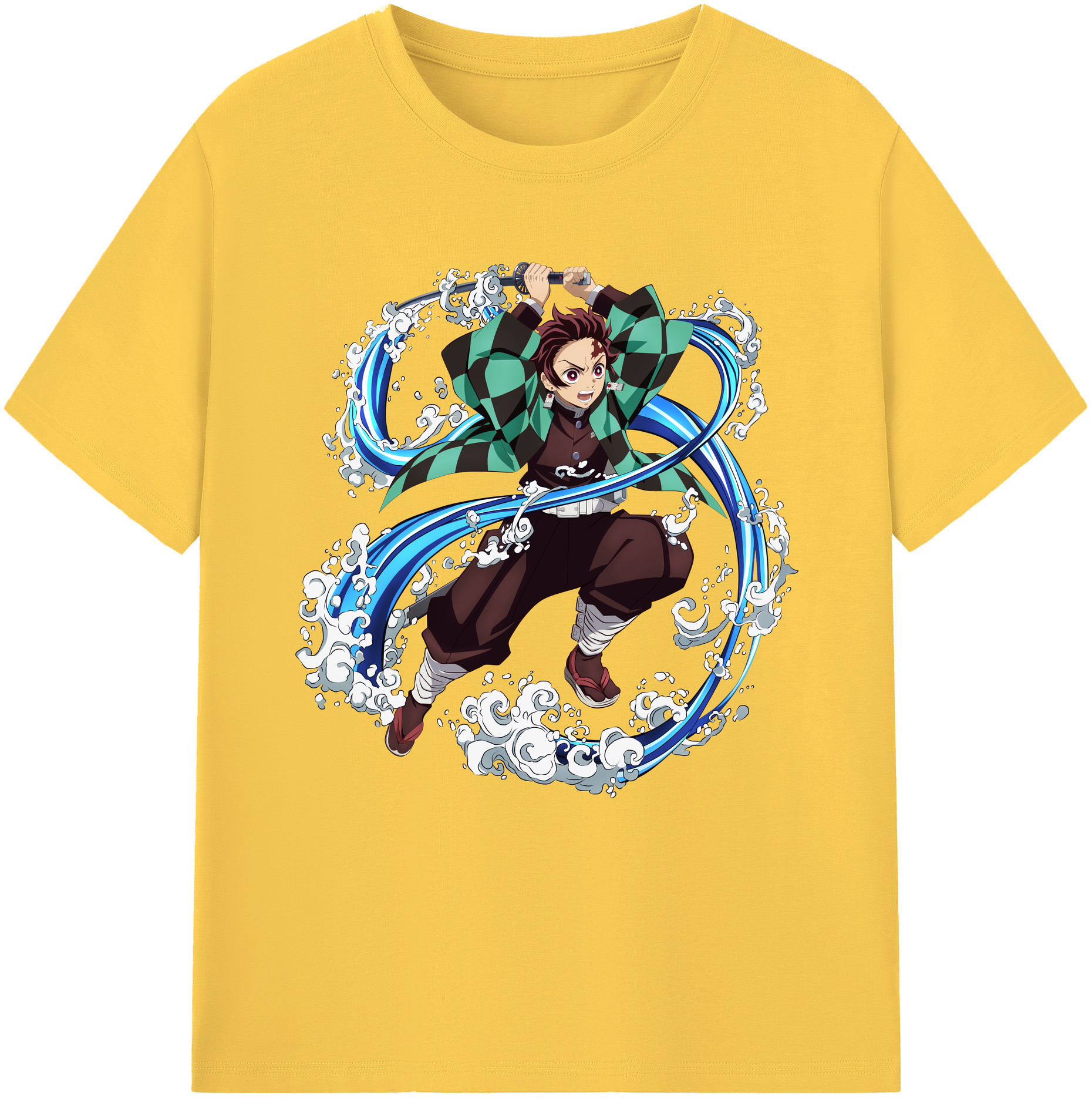 （画像用） 鬼滅の刃 竈門 炭治郎／かまど たんじろう Kamado Tanjirou 綿100％半袖Tシャツ（フロントプリント）