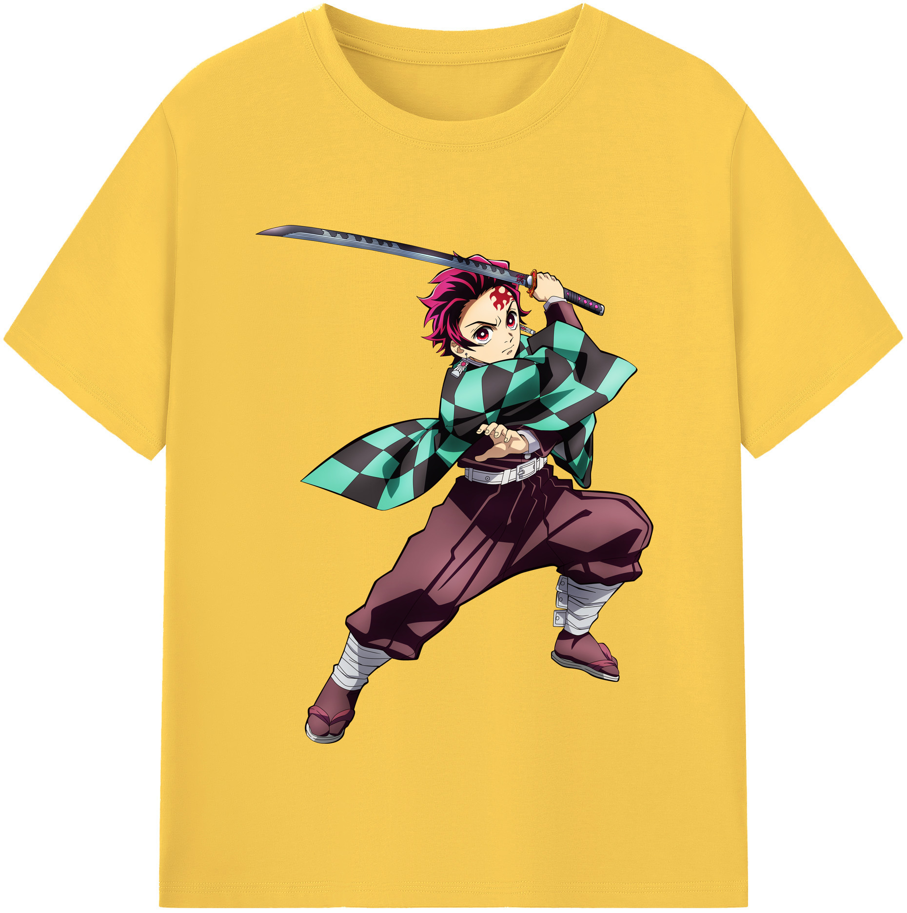 （画像用） 鬼滅の刃 竈門 炭治郎／かまど たんじろう Kamado Tanjirou 綿100％半袖Tシャツ（フロントプリント）
