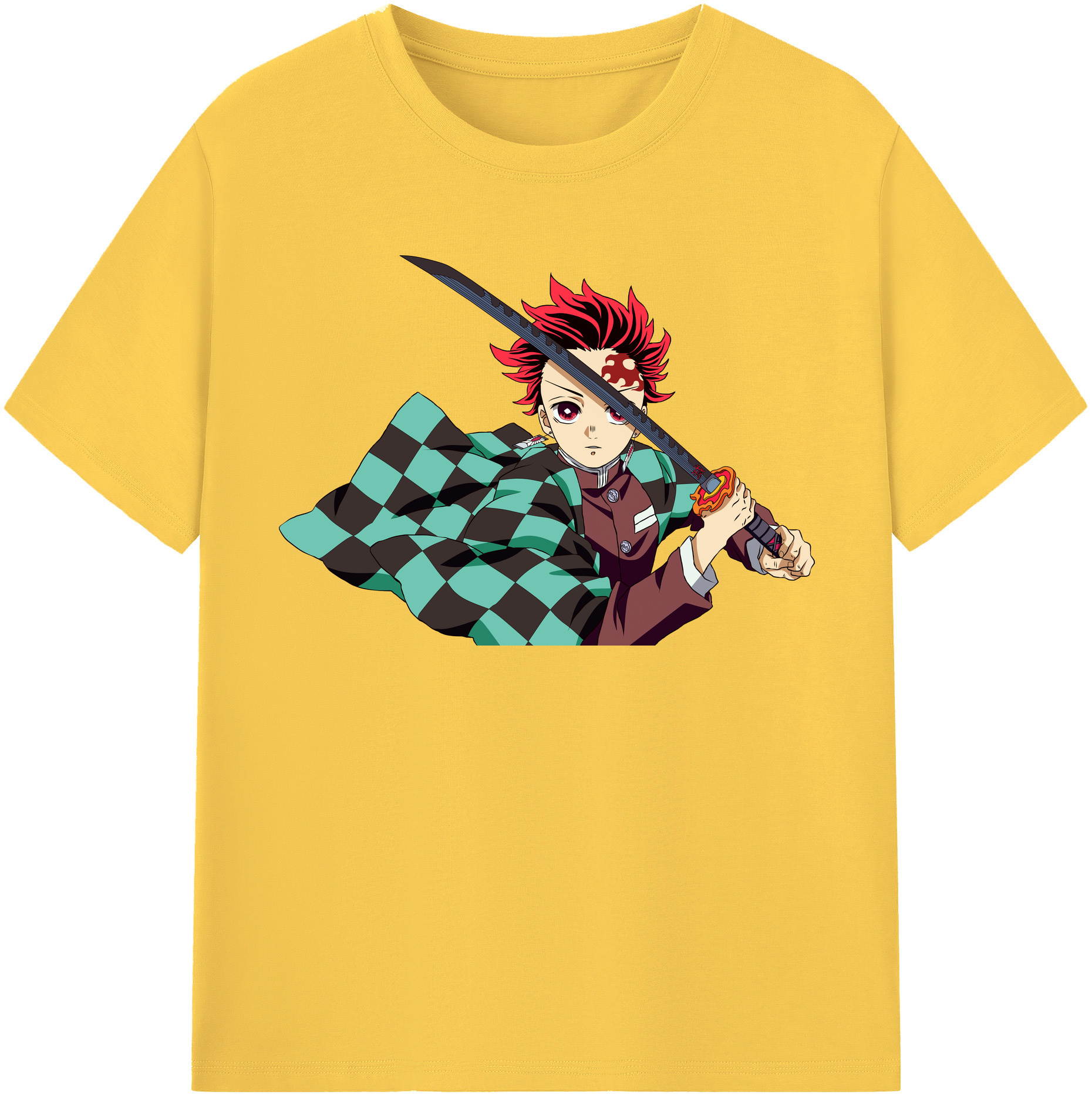 （画像用） 鬼滅の刃 竈門 炭治郎／かまど たんじろう Kamado Tanjirou 綿100％半袖Tシャツ（フロントプリント）