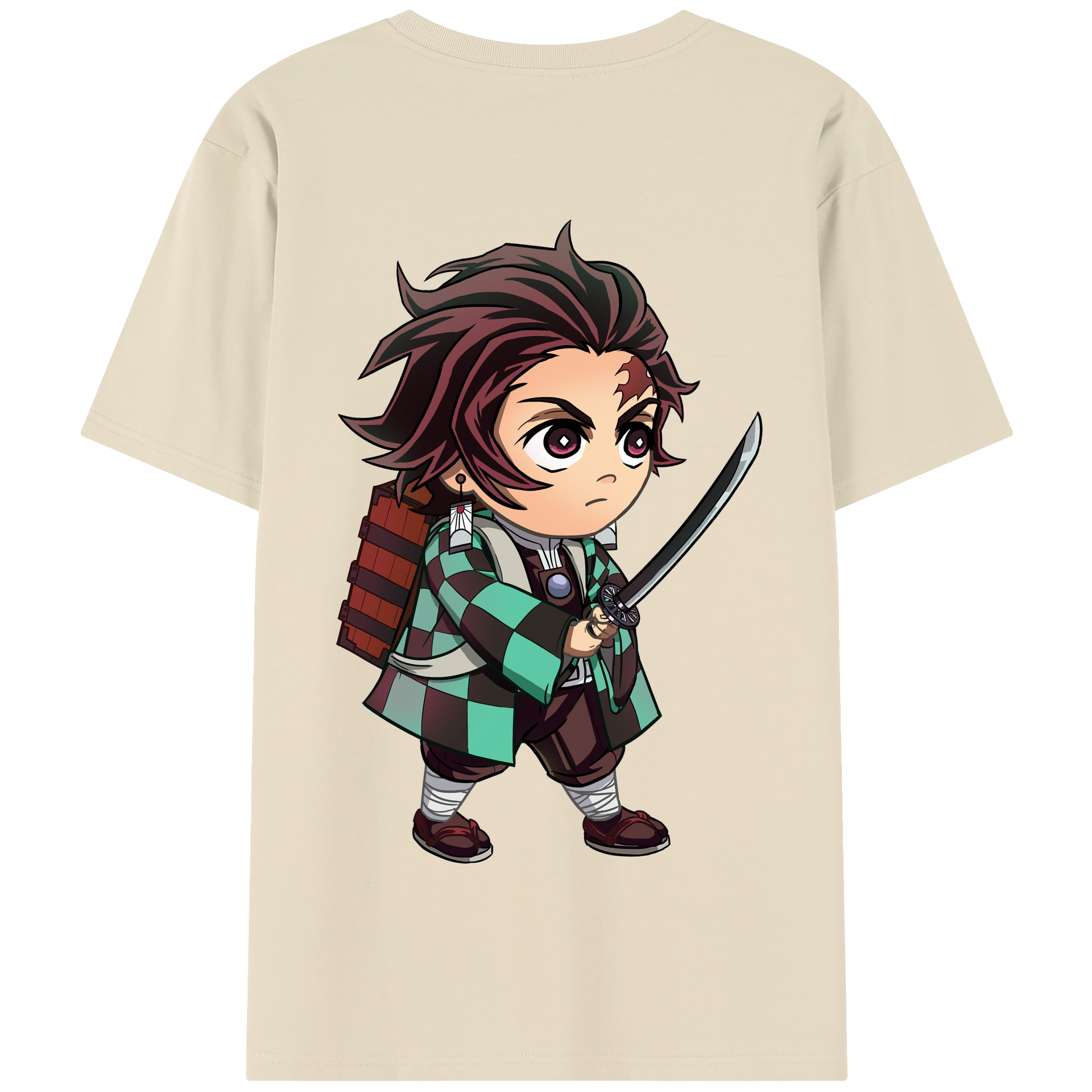 （画像用） 鬼滅の刃 竈門 炭治郎／かまど たんじろう Kamado Tanjirou 綿100％半袖Tシャツ（背面プリント）