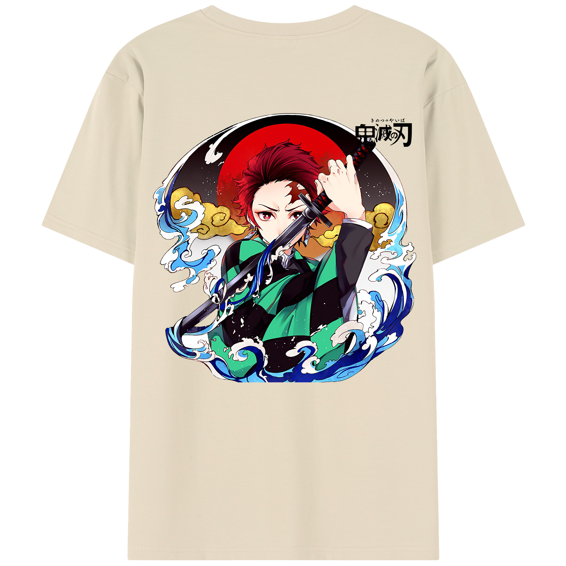 （画像用） 鬼滅の刃 竈門 炭治郎／かまど たんじろう Kamado Tanjirou 綿100％半袖Tシャツ（背面プリント）