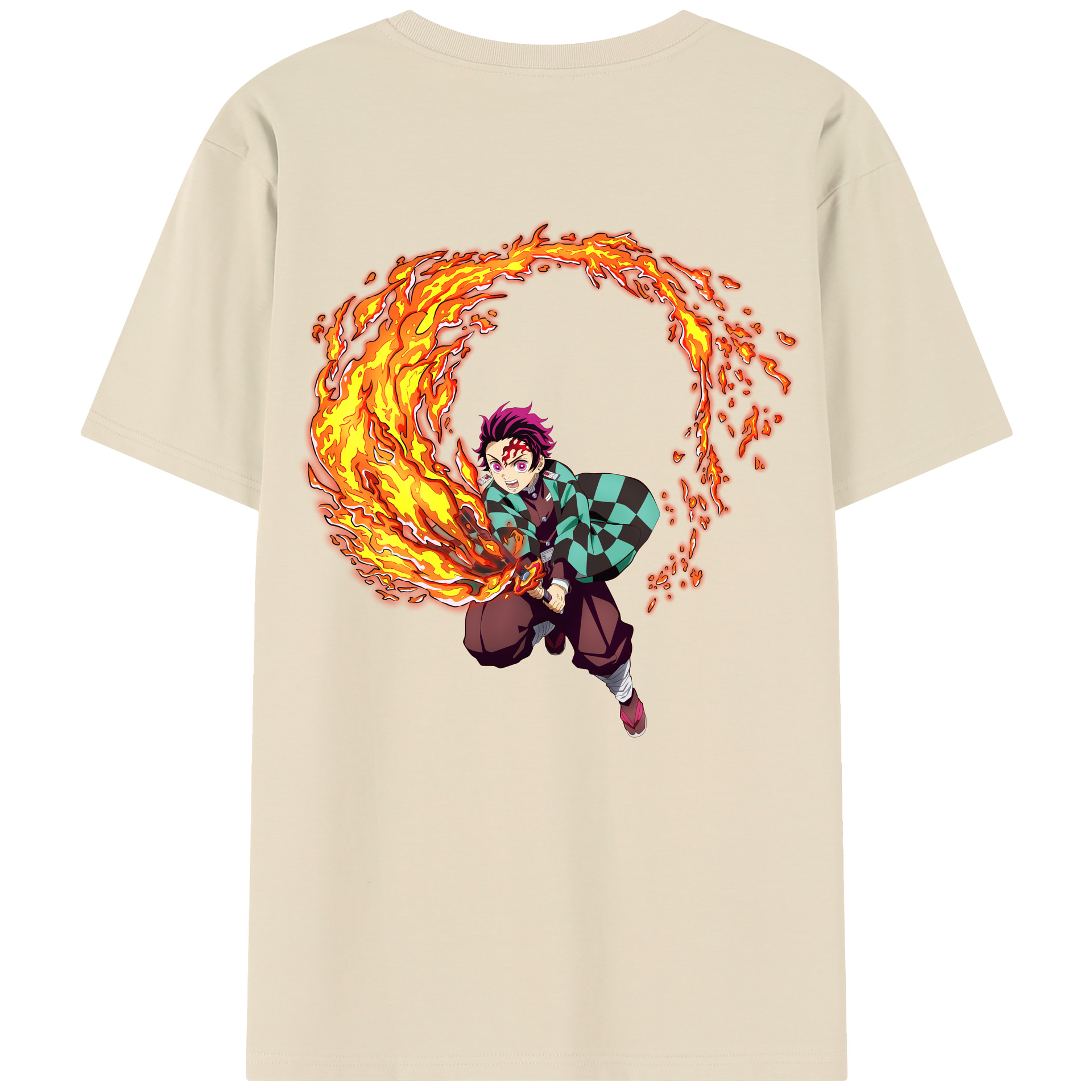 （画像用） 鬼滅の刃 竈門 炭治郎／かまど たんじろう Kamado Tanjirou 綿100％半袖Tシャツ（背面プリント）