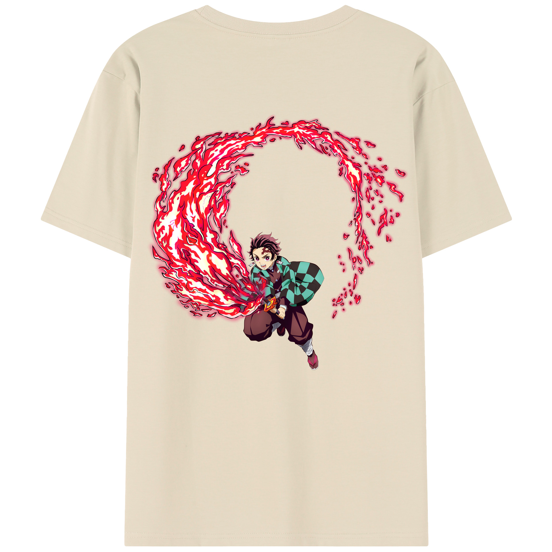 （画像用） 鬼滅の刃 竈門 炭治郎／かまど たんじろう Kamado Tanjirou 綿100％半袖Tシャツ（背面プリント）