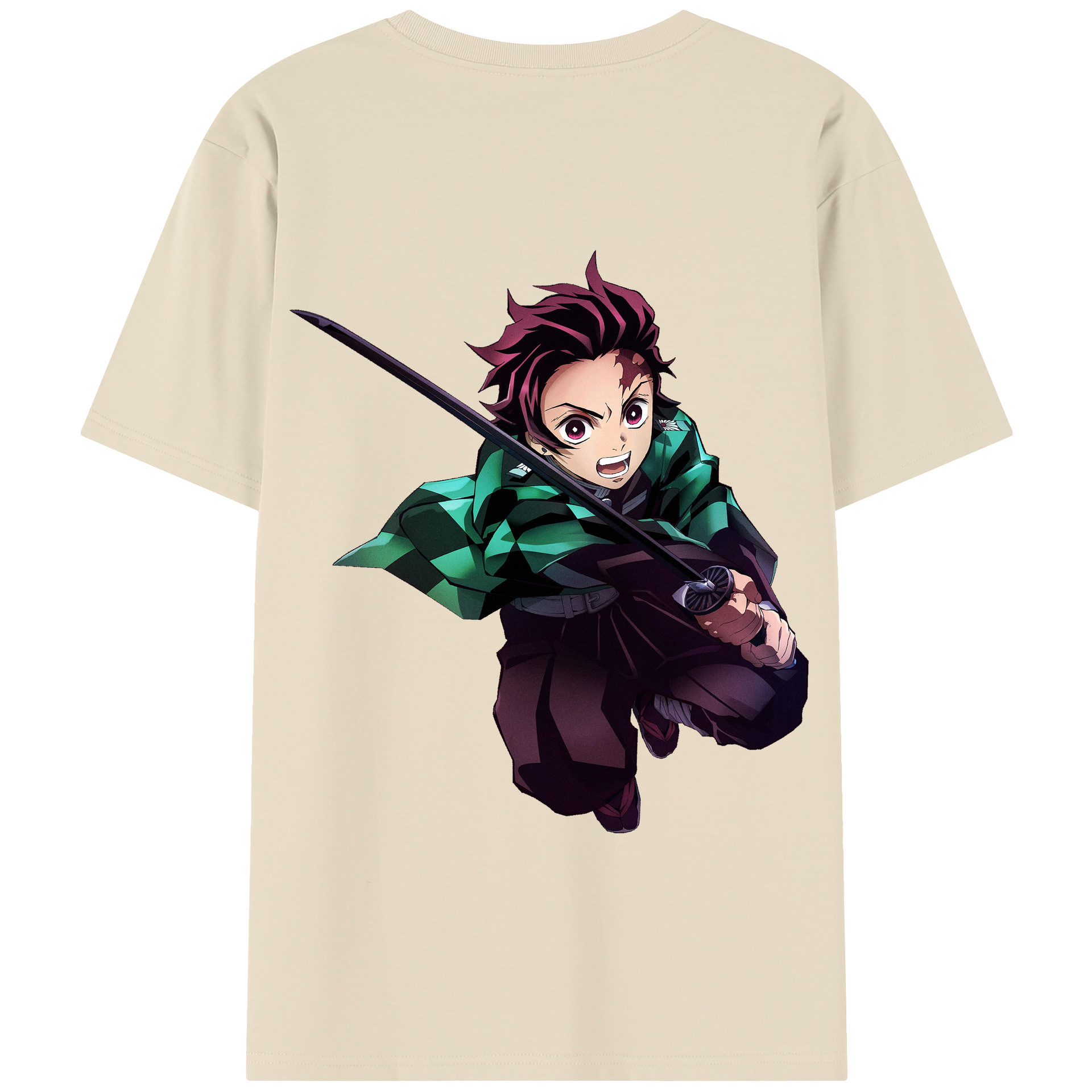 （画像用） 鬼滅の刃 竈門 炭治郎／かまど たんじろう Kamado Tanjirou 綿100％半袖Tシャツ（背面プリント）
