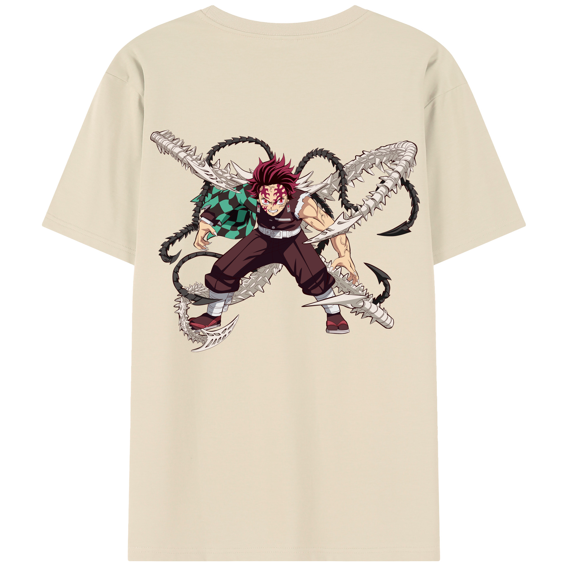 （画像用） 鬼滅の刃 竈門 炭治郎／かまど たんじろう Kamado Tanjirou 綿100％半袖Tシャツ（背面プリント）