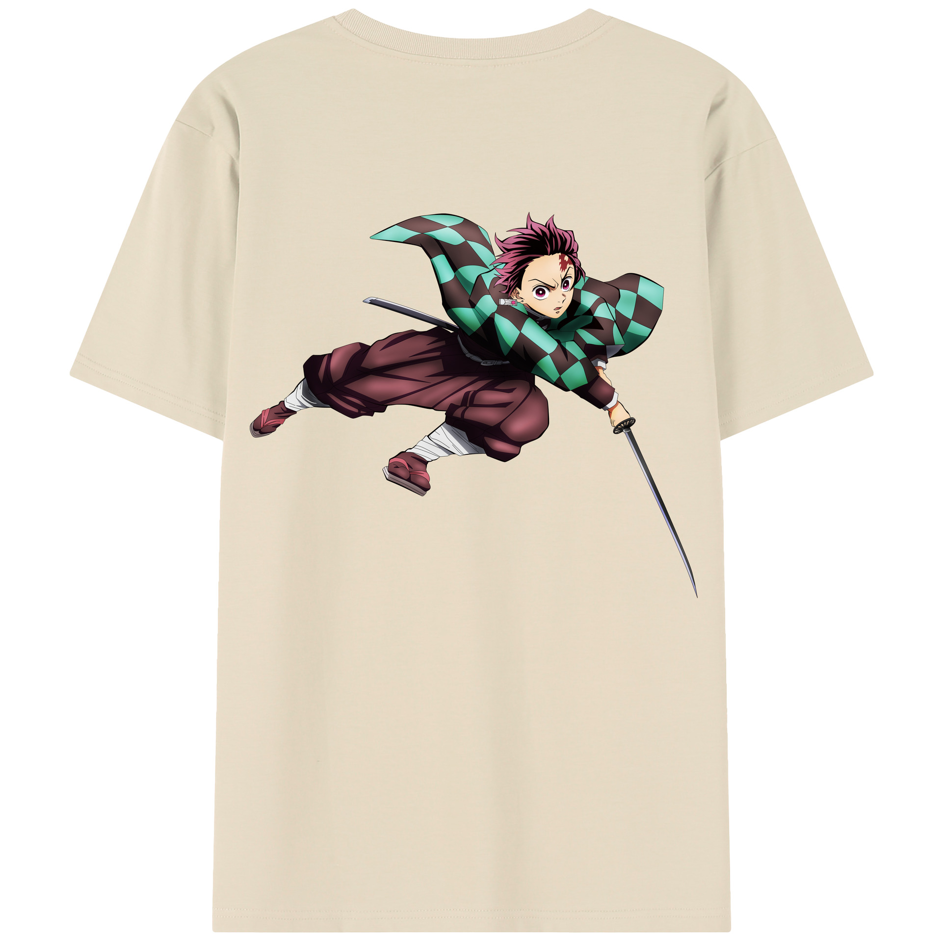 （画像用） 鬼滅の刃 竈門 炭治郎／かまど たんじろう Kamado Tanjirou 綿100％半袖Tシャツ（背面プリント）