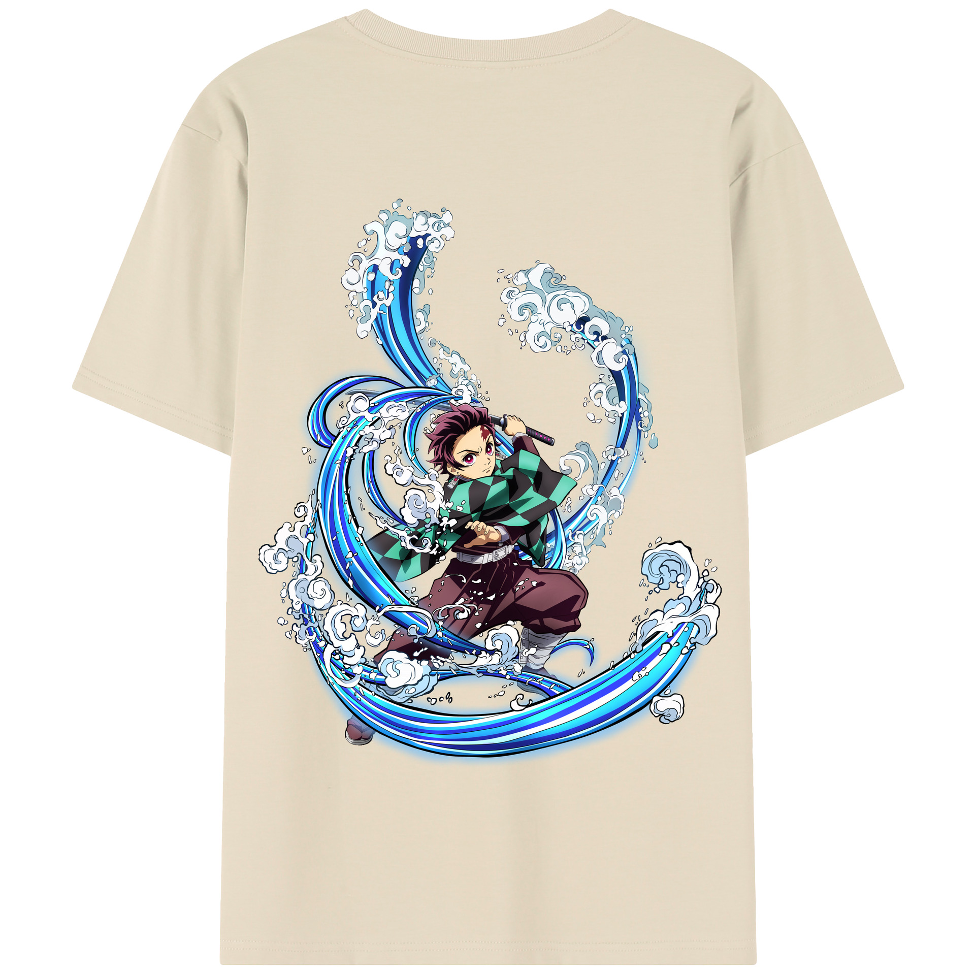 （画像用） 鬼滅の刃 竈門 炭治郎／かまど たんじろう Kamado Tanjirou 綿100％半袖Tシャツ（背面プリント）