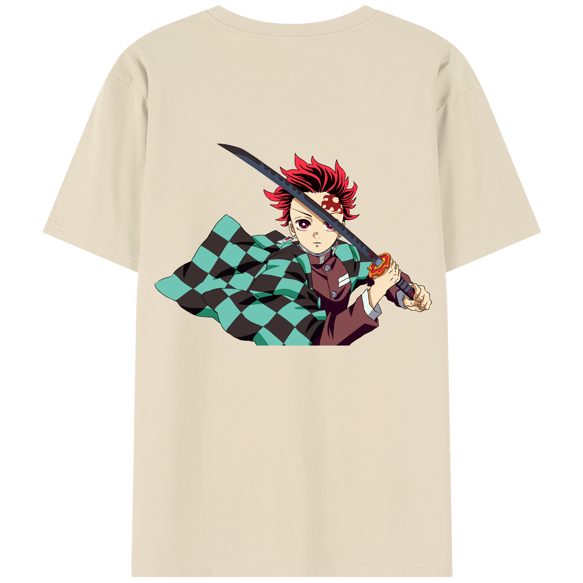 （画像用） 鬼滅の刃 竈門 炭治郎／かまど たんじろう Kamado Tanjirou 綿100％半袖Tシャツ（背面プリント）