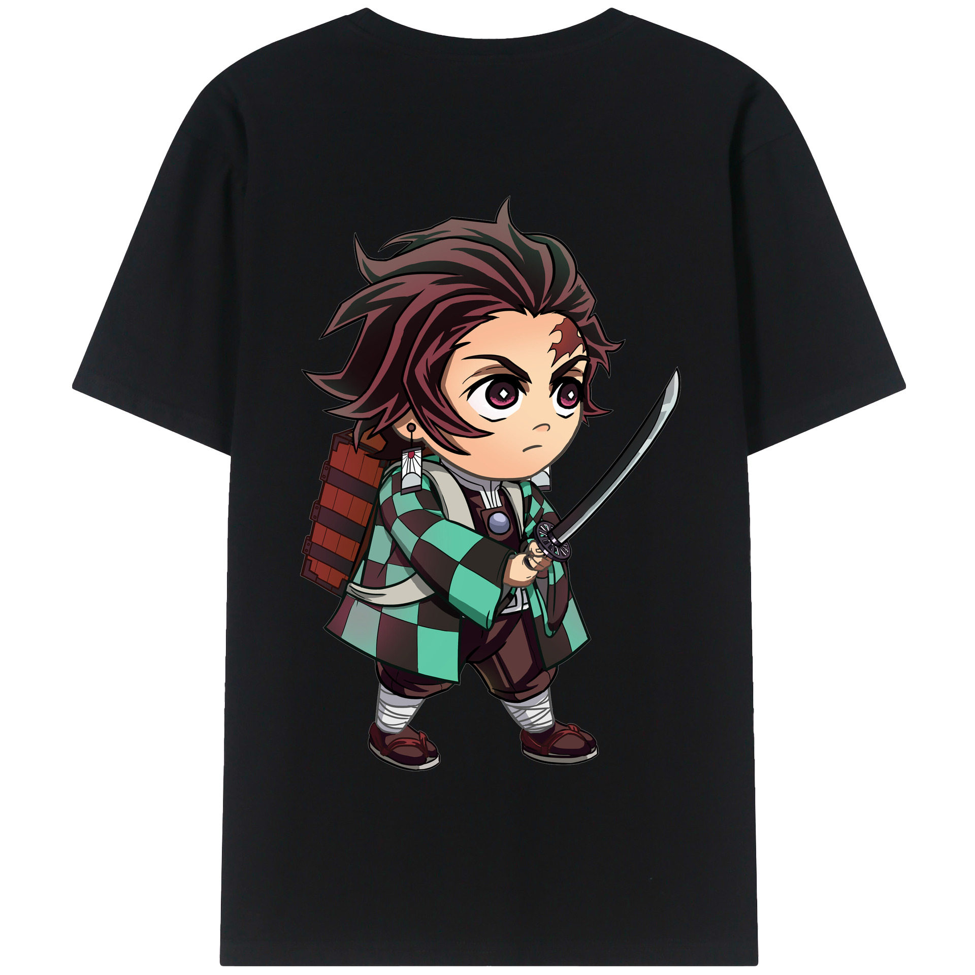 （画像用） 鬼滅の刃 竈門 炭治郎／かまど たんじろう Kamado Tanjirou 綿100％半袖Tシャツ（背面プリント）