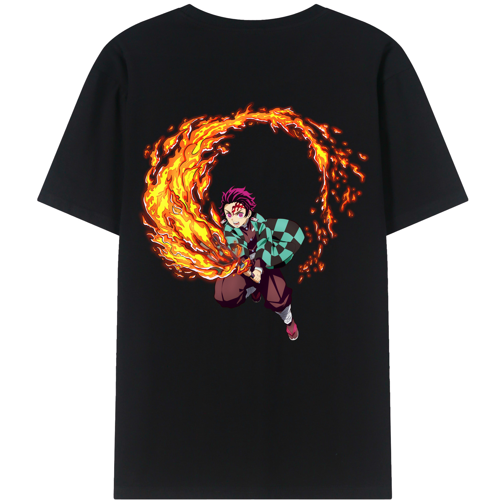 （画像用） 鬼滅の刃 竈門 炭治郎／かまど たんじろう Kamado Tanjirou 綿100％半袖Tシャツ（背面プリント）