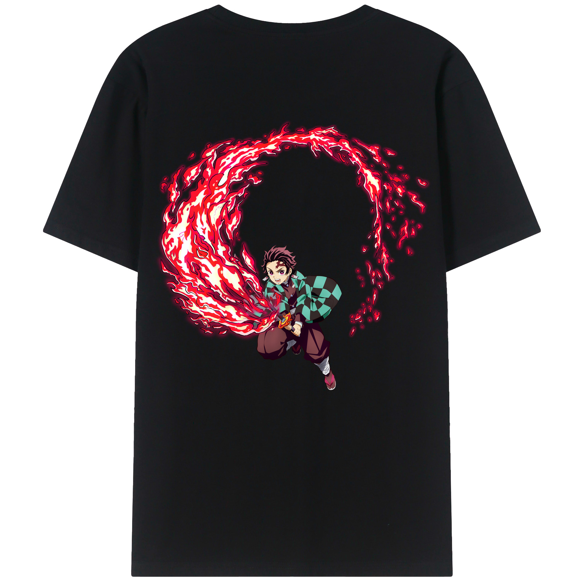 （画像用） 鬼滅の刃 竈門 炭治郎／かまど たんじろう Kamado Tanjirou 綿100％半袖Tシャツ（背面プリント）