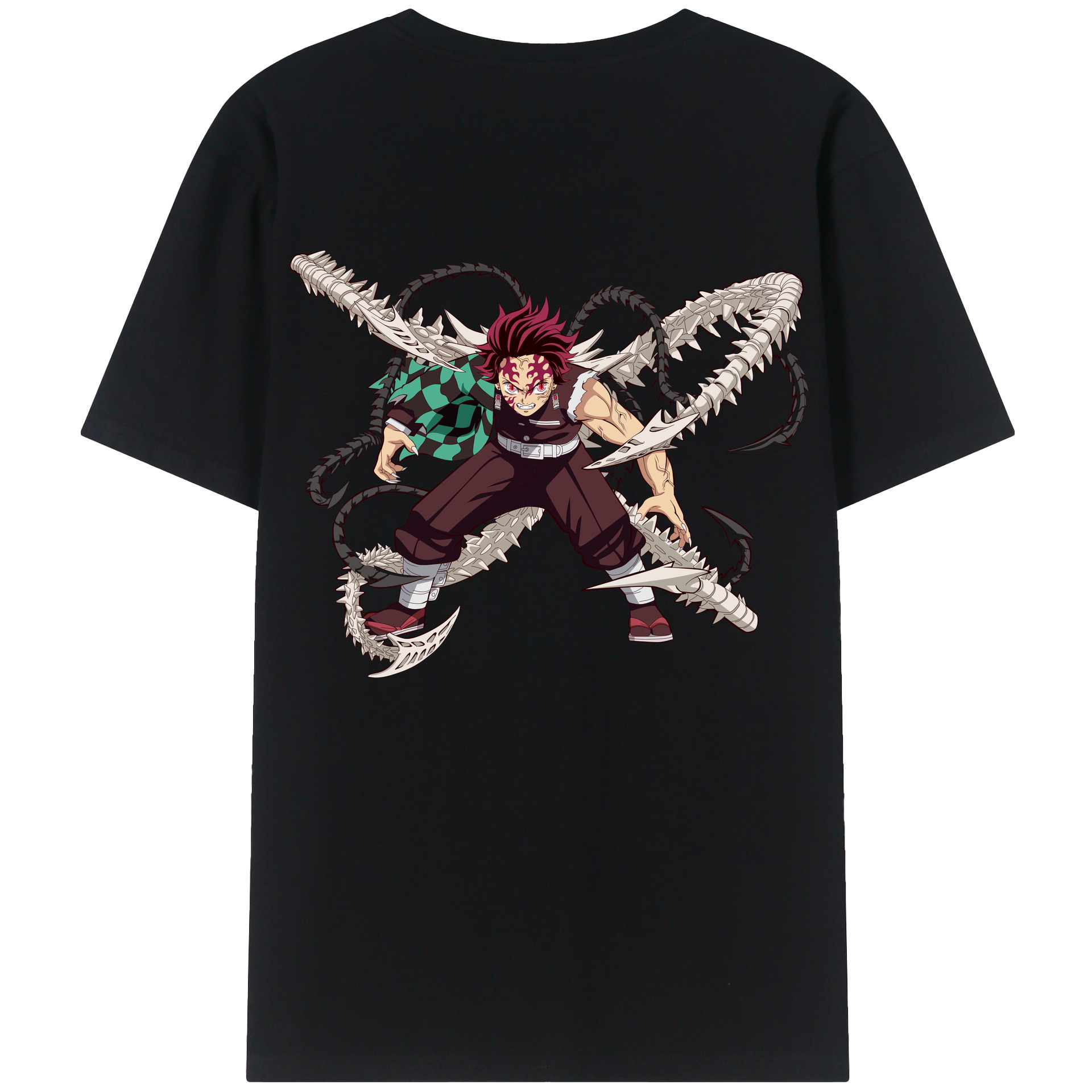 （画像用） 鬼滅の刃 竈門 炭治郎／かまど たんじろう Kamado Tanjirou 綿100％半袖Tシャツ（背面プリント）