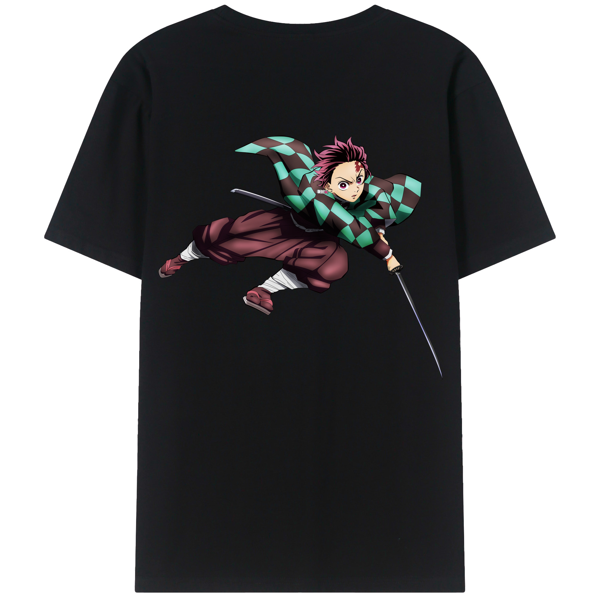 （画像用） 鬼滅の刃 竈門 炭治郎／かまど たんじろう Kamado Tanjirou 綿100％半袖Tシャツ（背面プリント）