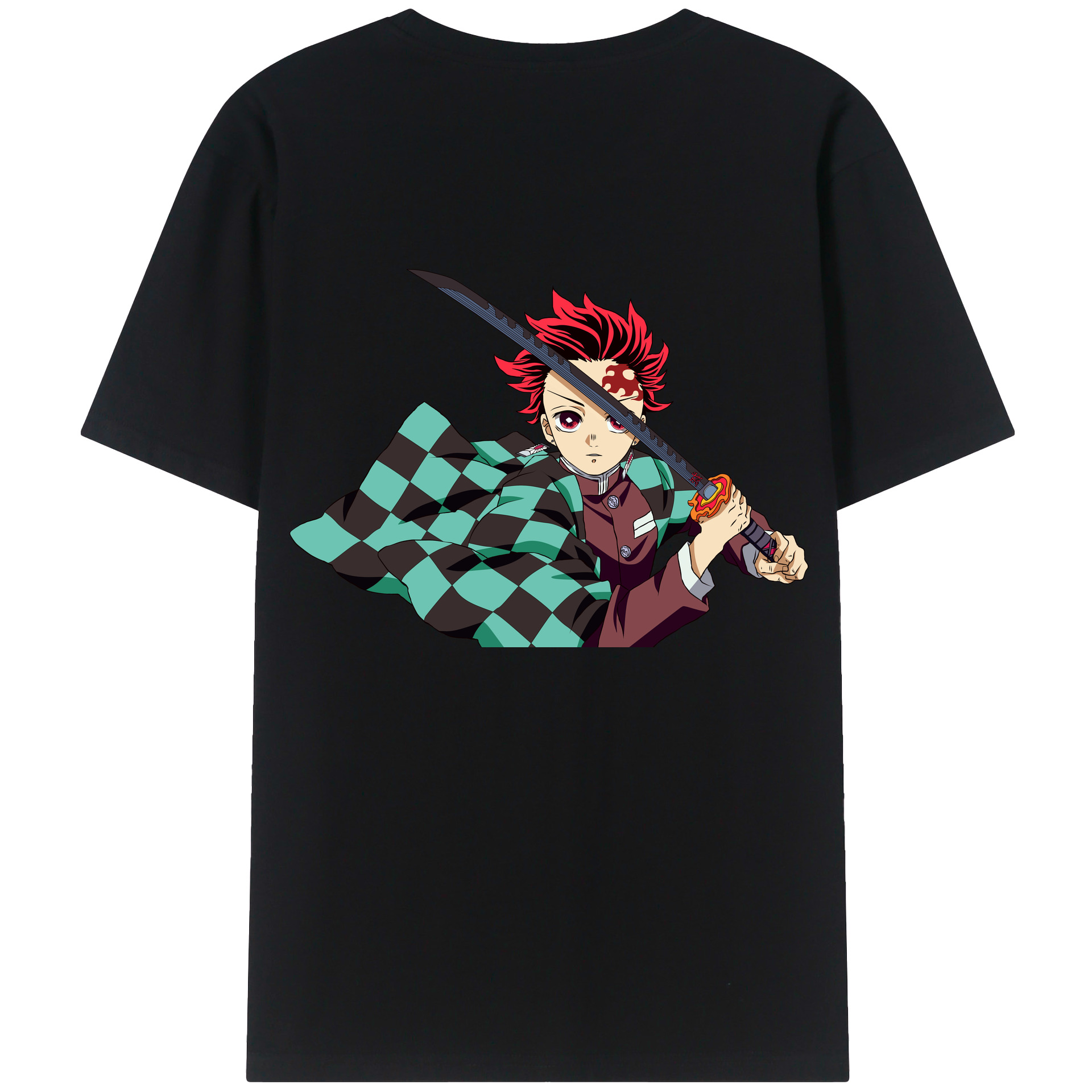 （画像用） 鬼滅の刃 竈門 炭治郎／かまど たんじろう Kamado Tanjirou 綿100％半袖Tシャツ（背面プリント）