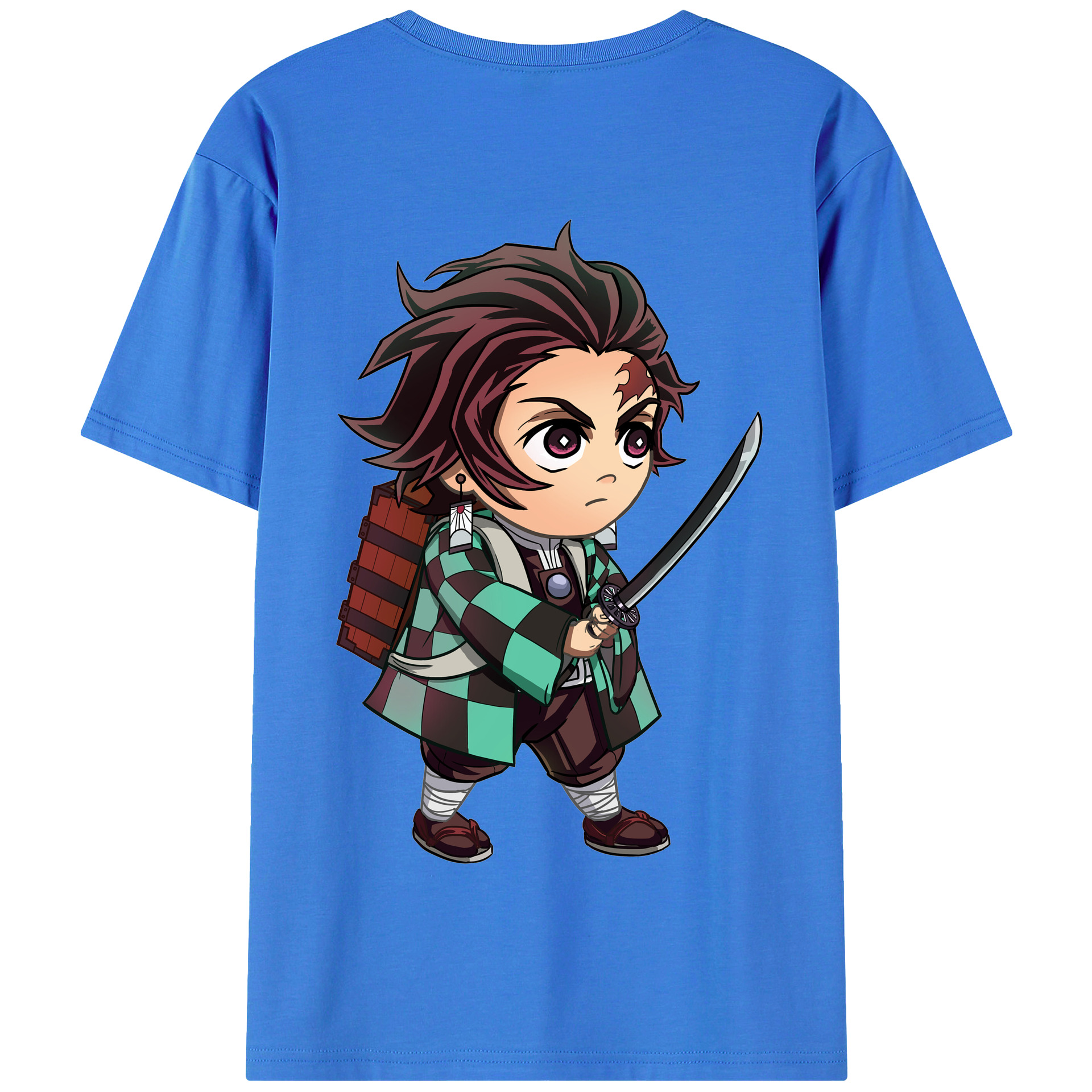（画像用） 鬼滅の刃 竈門 炭治郎／かまど たんじろう Kamado Tanjirou 綿100％半袖Tシャツ（背面プリント）