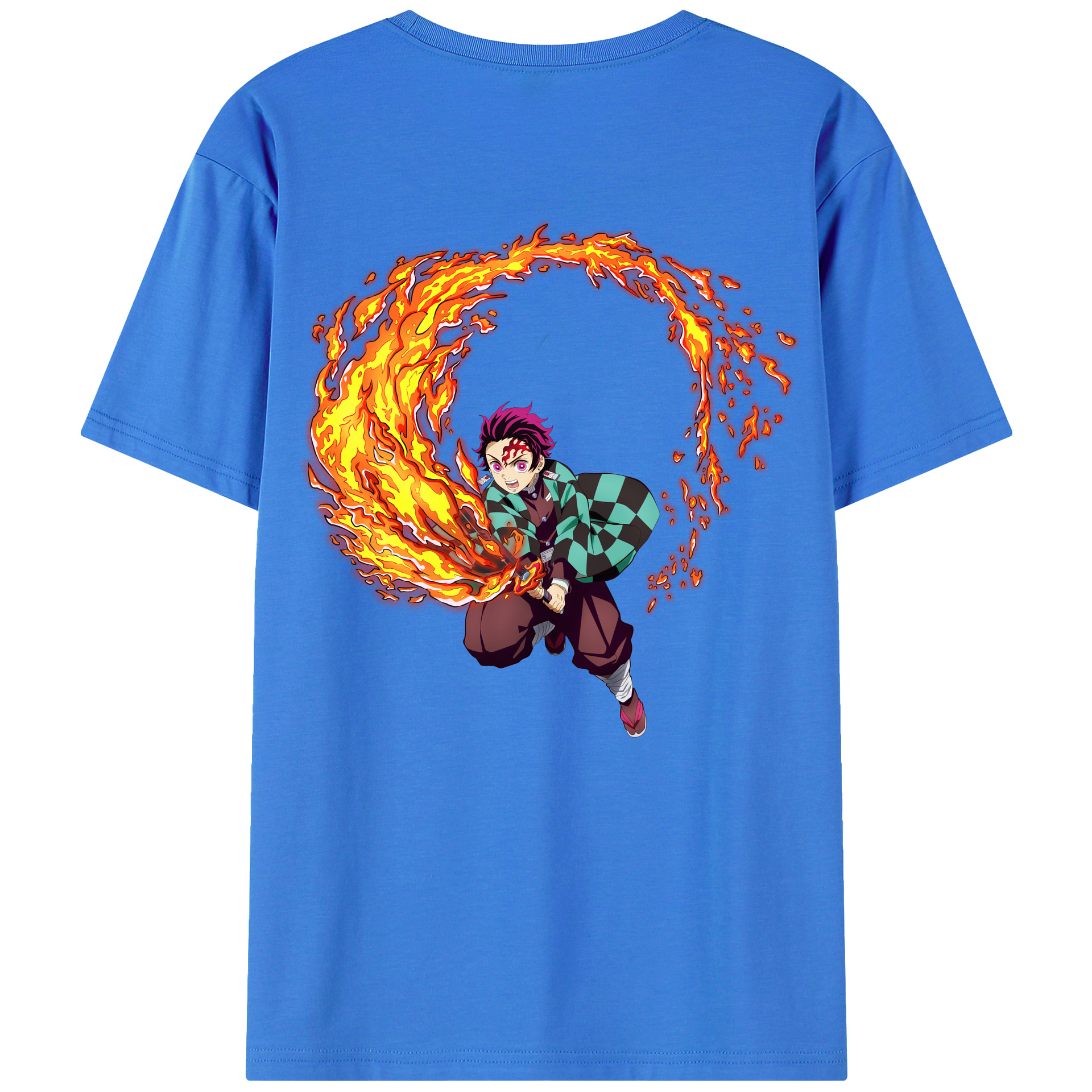 （画像用） 鬼滅の刃 竈門 炭治郎／かまど たんじろう Kamado Tanjirou 綿100％半袖Tシャツ（背面プリント）