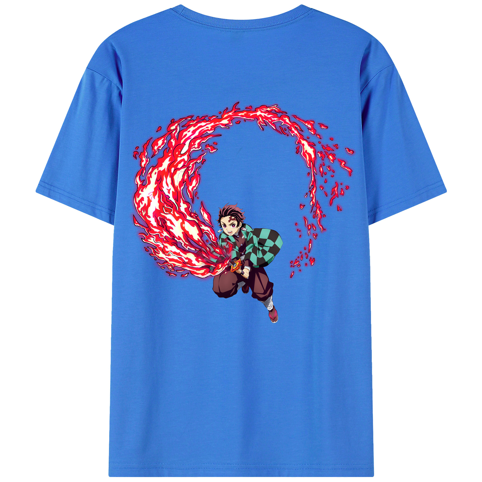 （画像用） 鬼滅の刃 竈門 炭治郎／かまど たんじろう Kamado Tanjirou 綿100％半袖Tシャツ（背面プリント）
