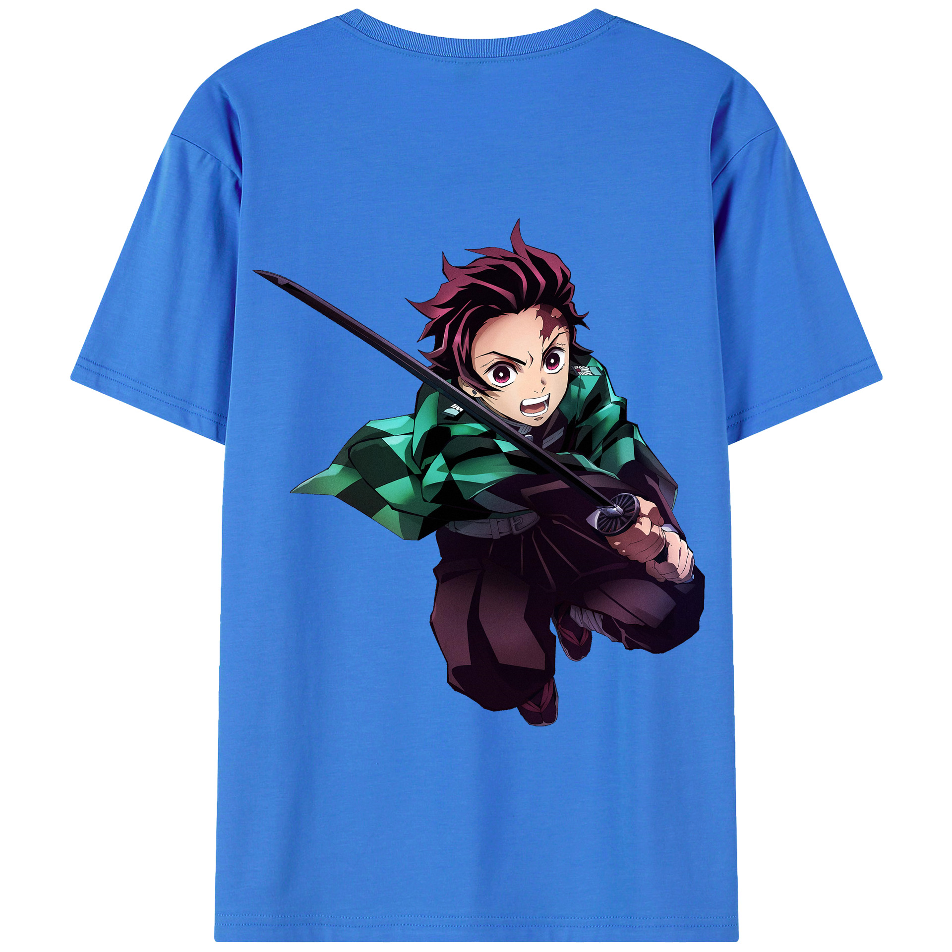 （画像用） 鬼滅の刃 竈門 炭治郎／かまど たんじろう Kamado Tanjirou 綿100％半袖Tシャツ（背面プリント）