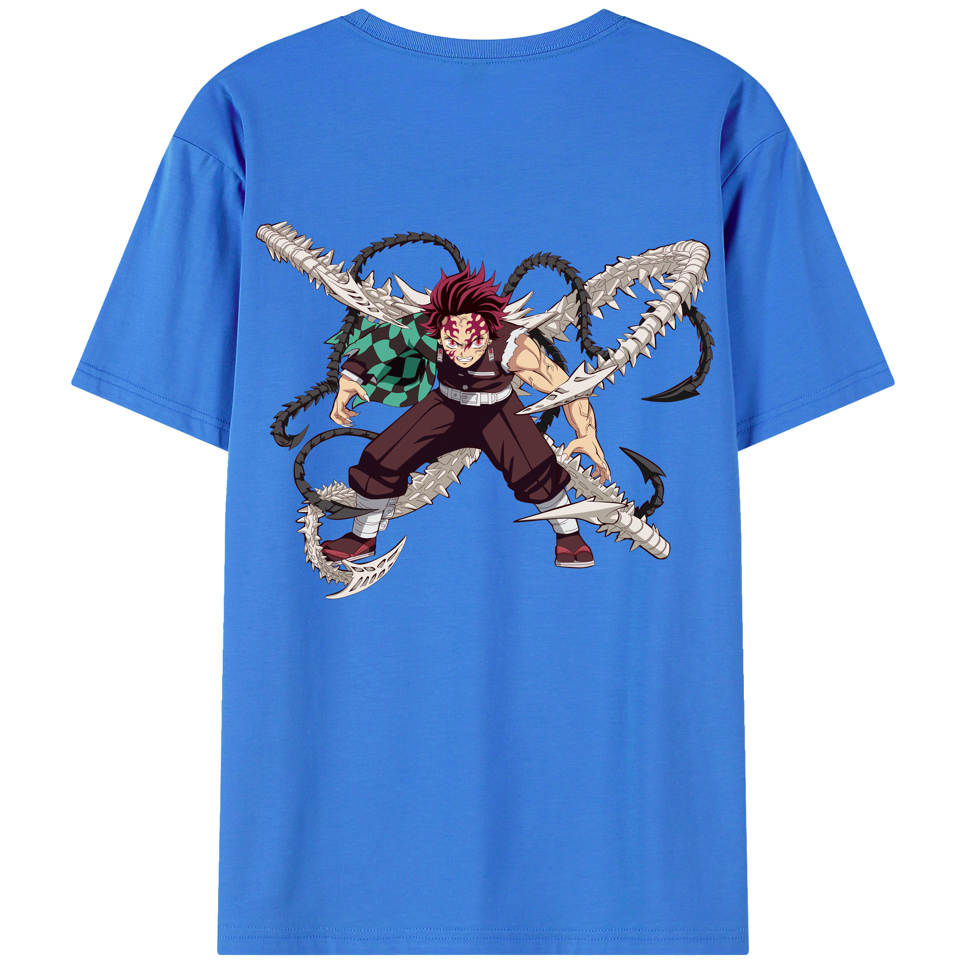 （画像用） 鬼滅の刃 竈門 炭治郎／かまど たんじろう Kamado Tanjirou 綿100％半袖Tシャツ（背面プリント）
