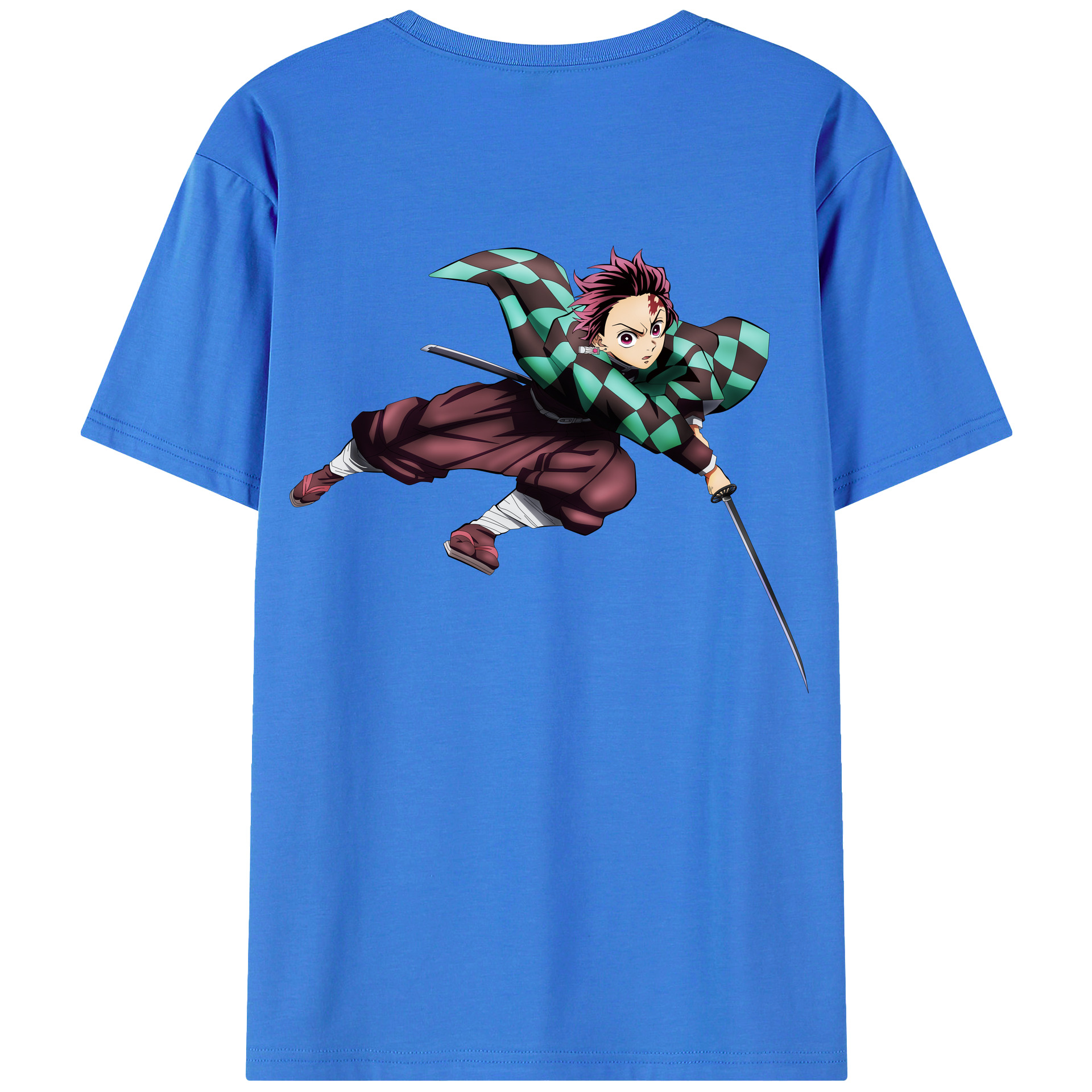 （画像用） 鬼滅の刃 竈門 炭治郎／かまど たんじろう Kamado Tanjirou 綿100％半袖Tシャツ（背面プリント）