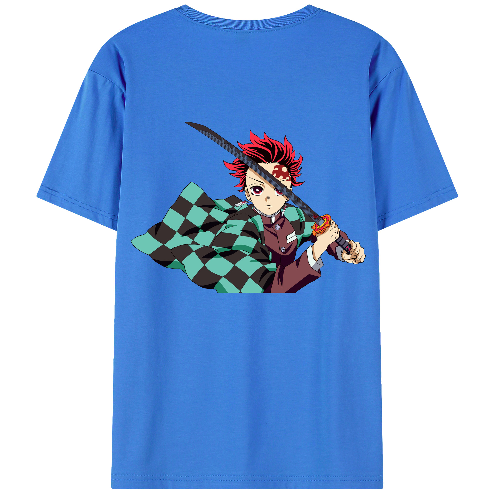 （画像用） 鬼滅の刃 竈門 炭治郎／かまど たんじろう Kamado Tanjirou 綿100％半袖Tシャツ（背面プリント）