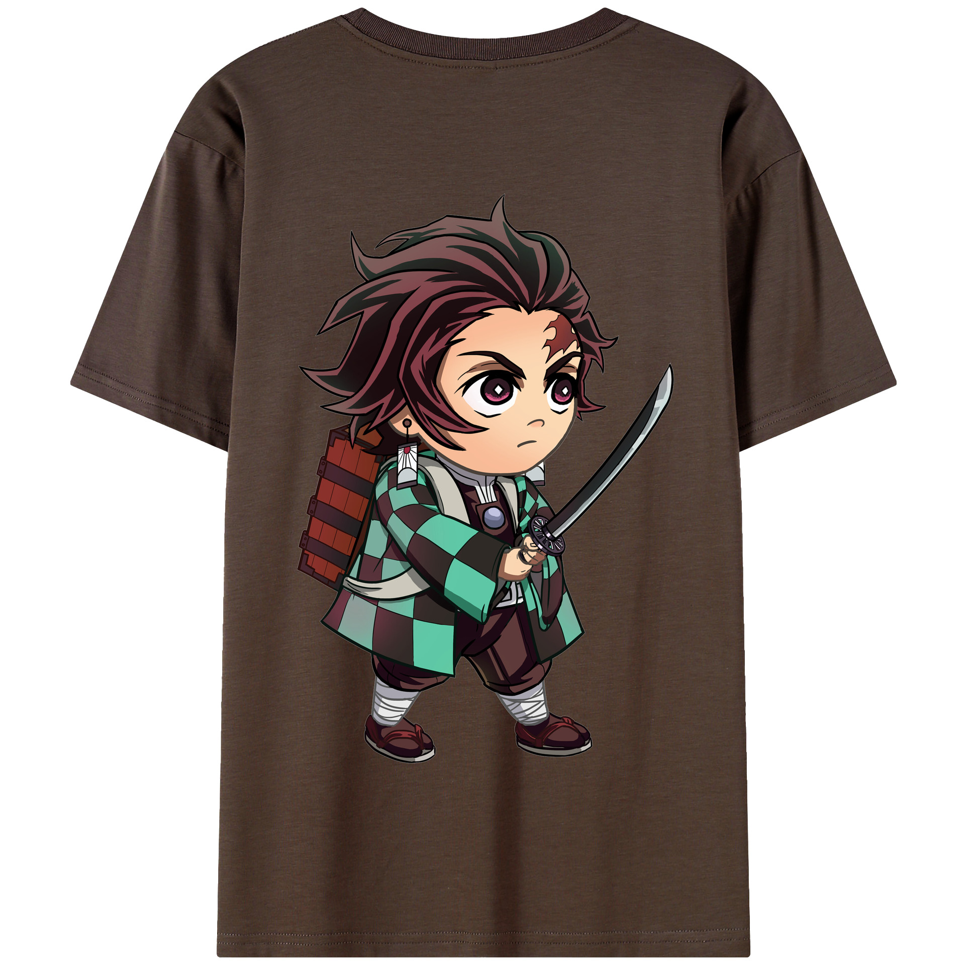 （画像用） 鬼滅の刃 竈門 炭治郎／かまど たんじろう Kamado Tanjirou 綿100％半袖Tシャツ（背面プリント）
