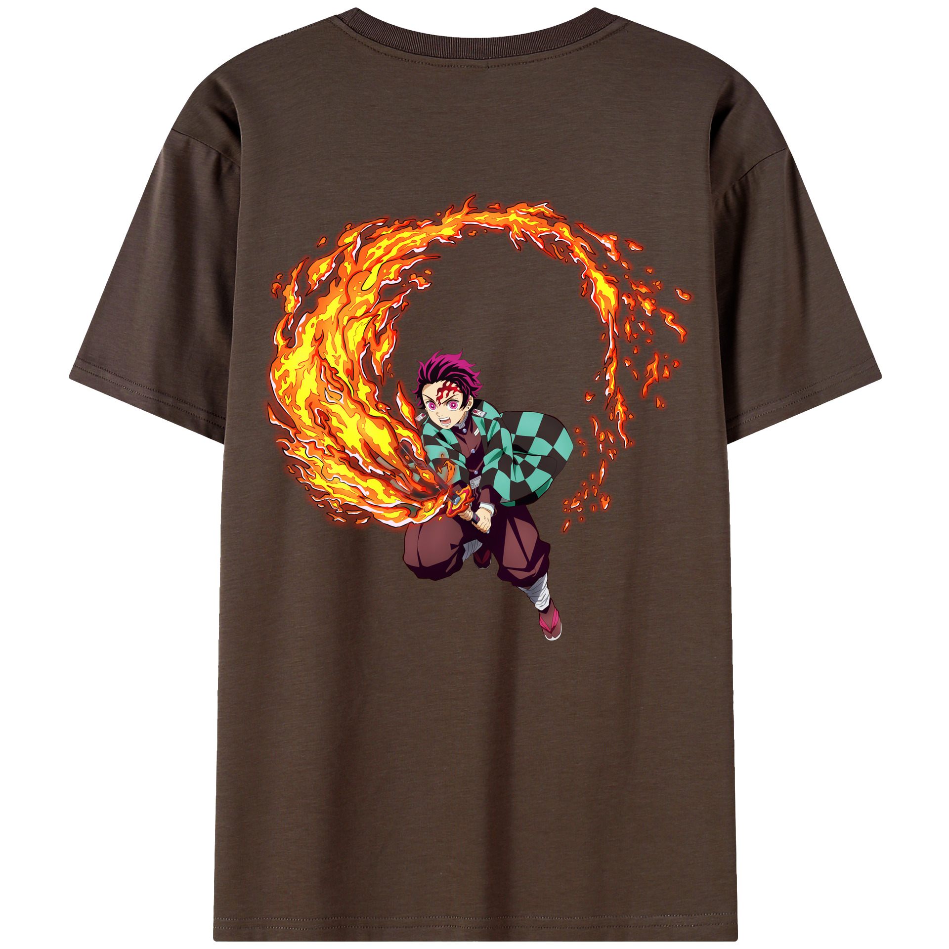 （画像用） 鬼滅の刃 竈門 炭治郎／かまど たんじろう Kamado Tanjirou 綿100％半袖Tシャツ（背面プリント）
