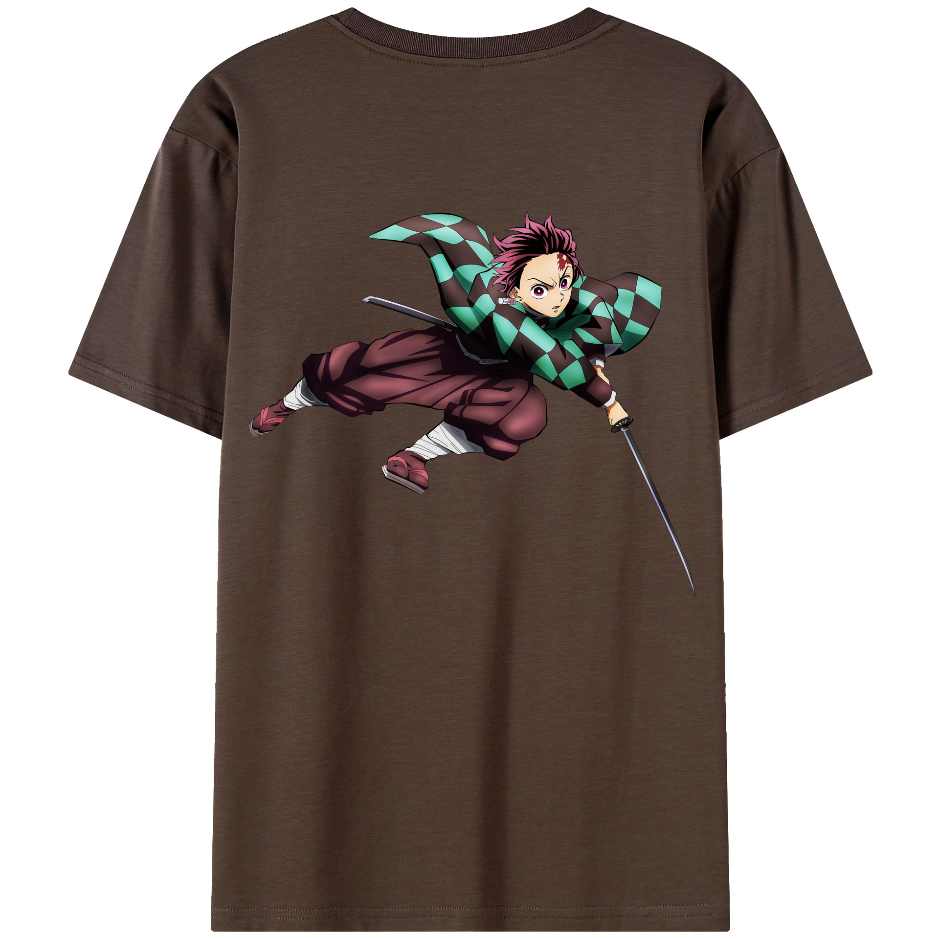 （画像用） 鬼滅の刃 竈門 炭治郎／かまど たんじろう Kamado Tanjirou 綿100％半袖Tシャツ（背面プリント）