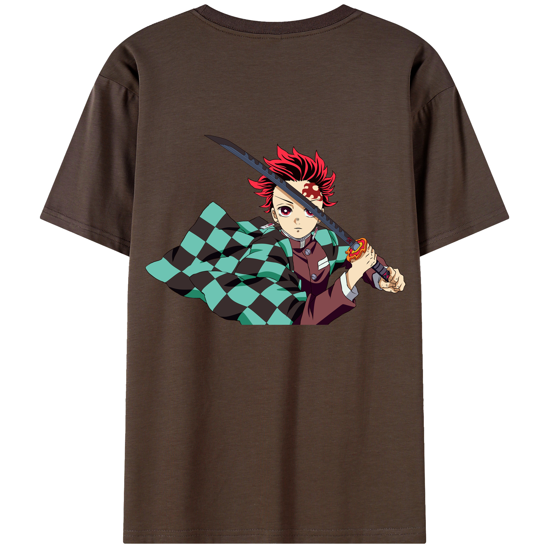 （画像用） 鬼滅の刃 竈門 炭治郎／かまど たんじろう Kamado Tanjirou 綿100％半袖Tシャツ（背面プリント）