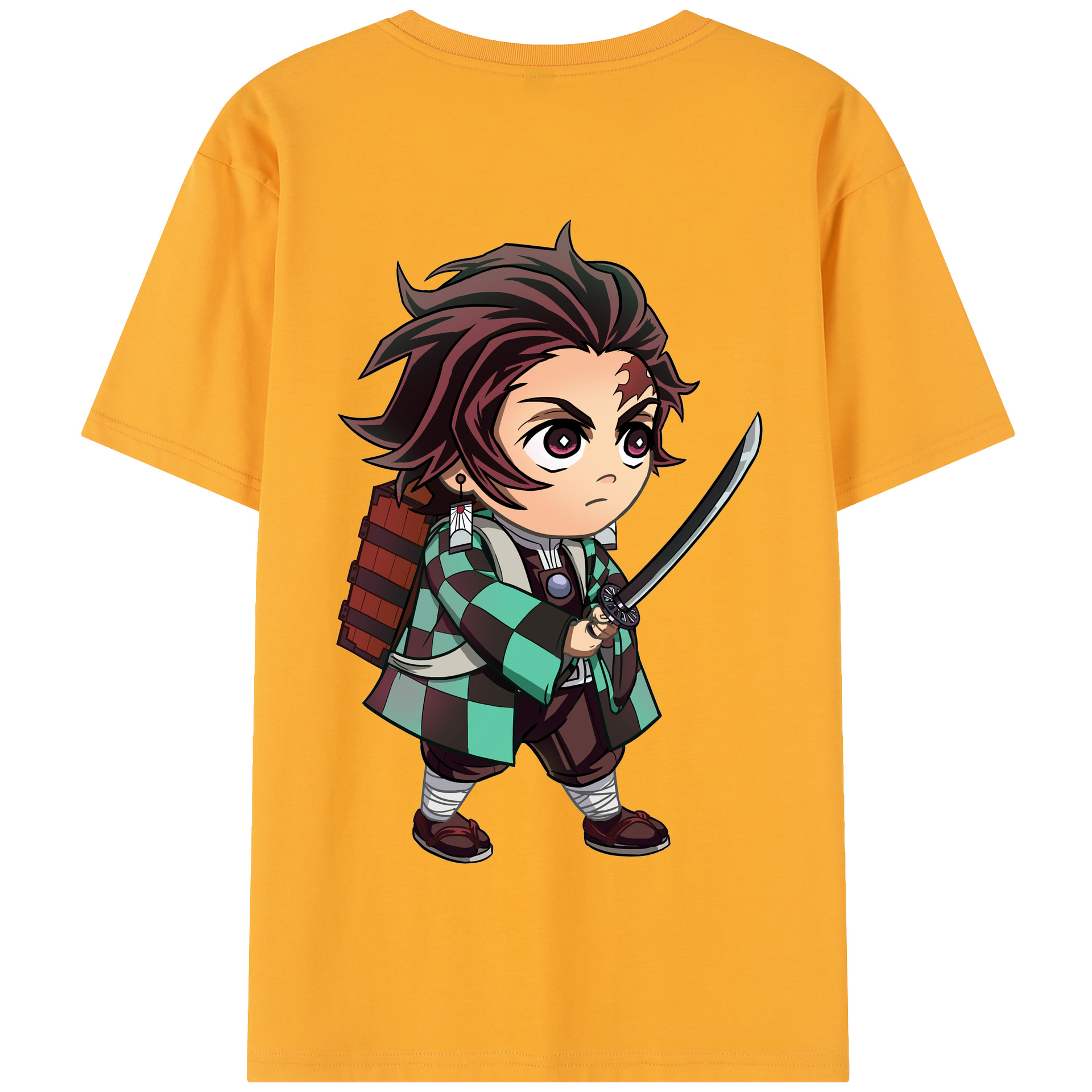 （画像用） 鬼滅の刃 竈門 炭治郎／かまど たんじろう Kamado Tanjirou 綿100％半袖Tシャツ（背面プリント）