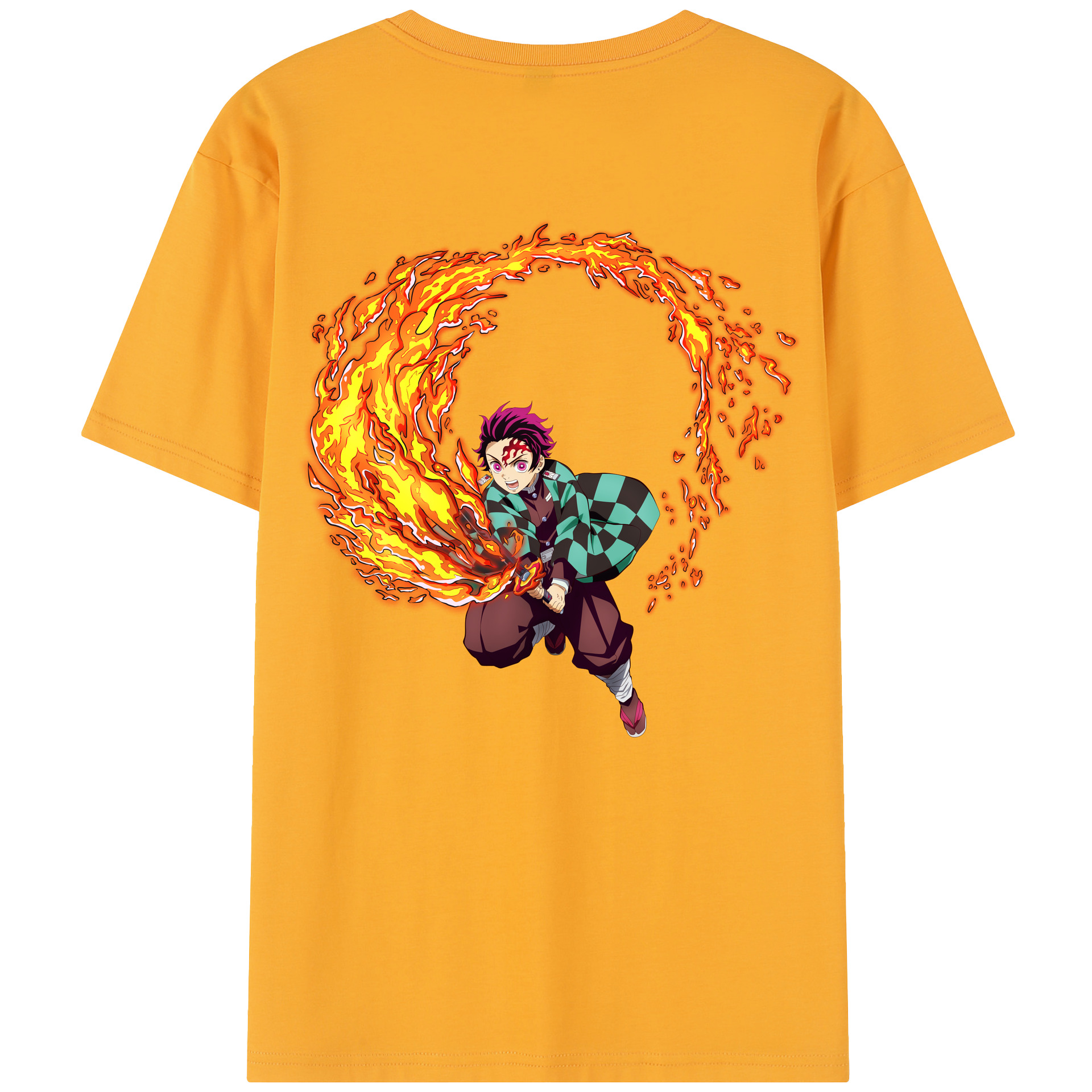 （画像用） 鬼滅の刃 竈門 炭治郎／かまど たんじろう Kamado Tanjirou 綿100％半袖Tシャツ（背面プリント）
