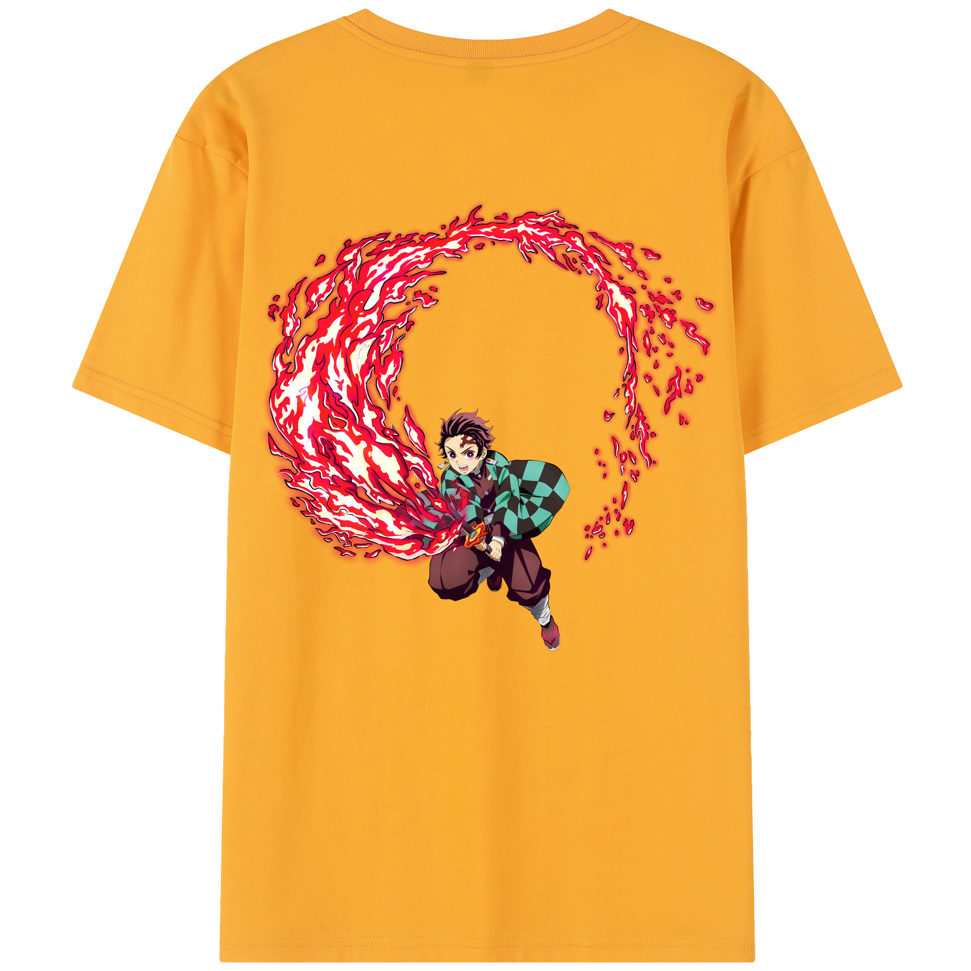 （画像用） 鬼滅の刃 竈門 炭治郎／かまど たんじろう Kamado Tanjirou 綿100％半袖Tシャツ（背面プリント）